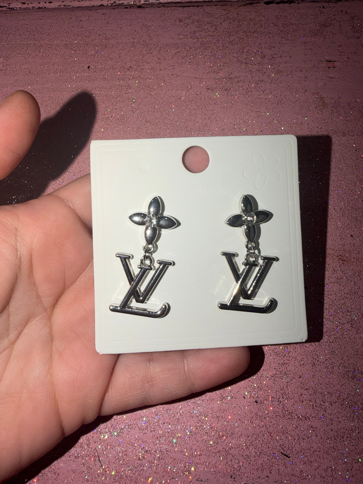 Silver LV earrings