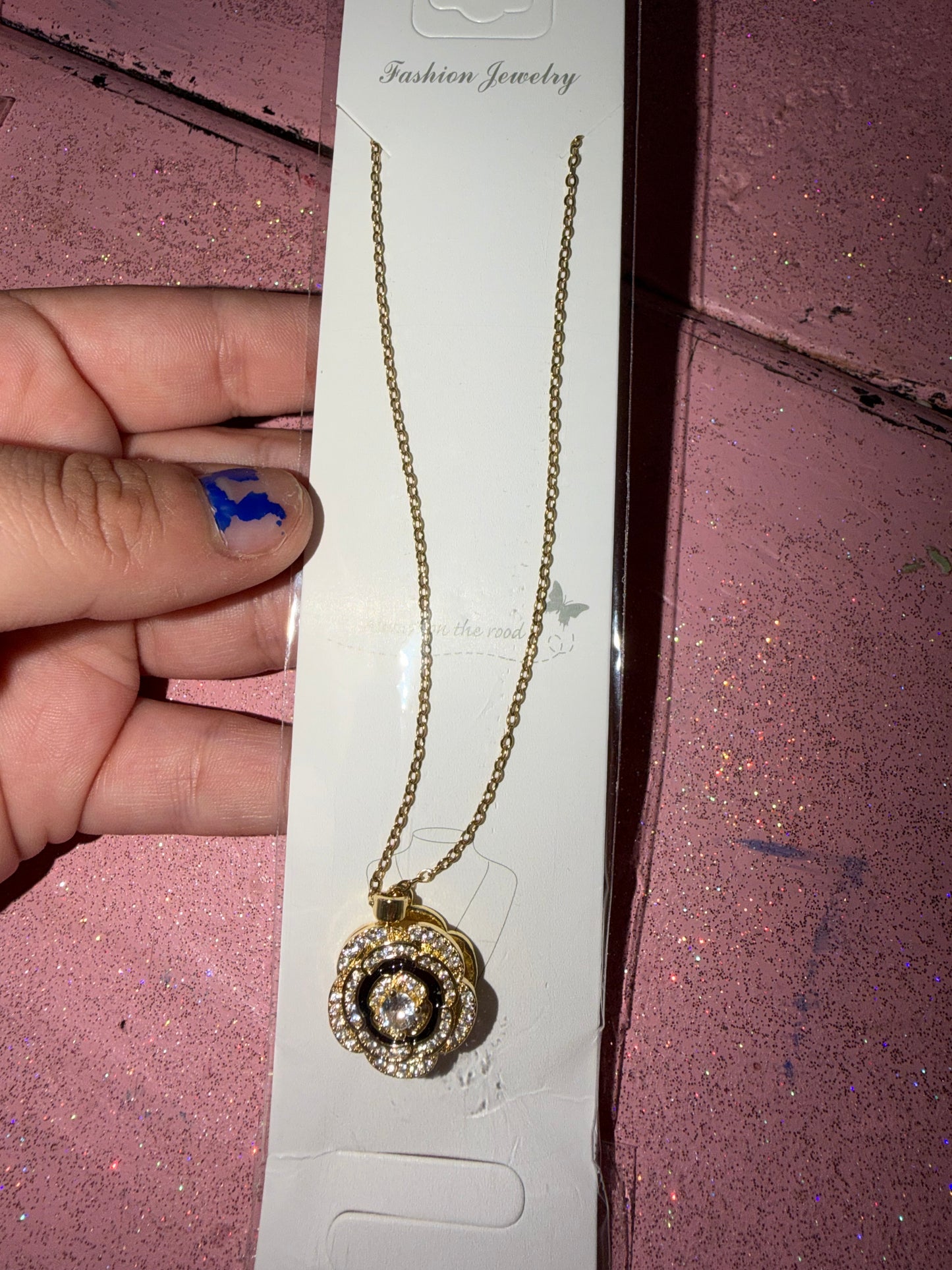 Black floral necklace