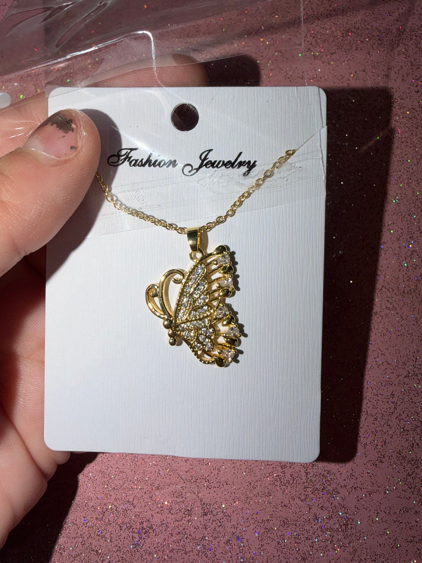 Gold butterfly necklace