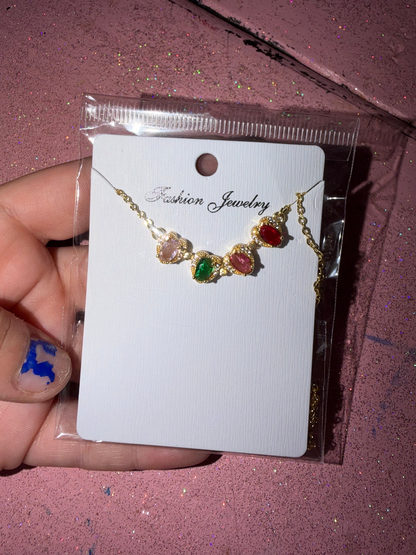 Rainbow heart necklace