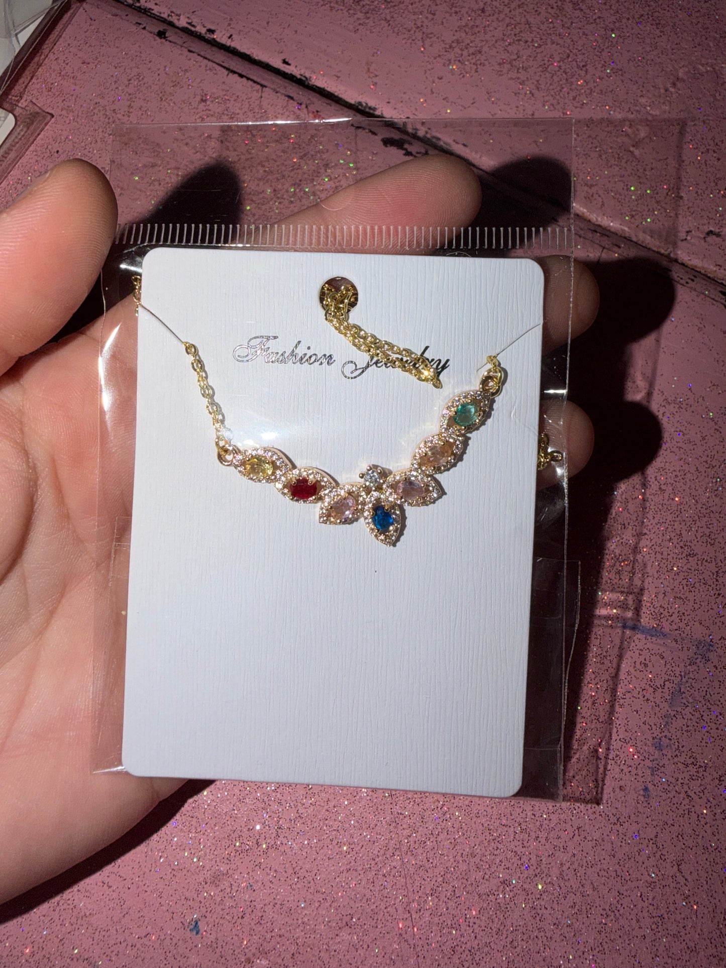 Rainbow teardrop necklace