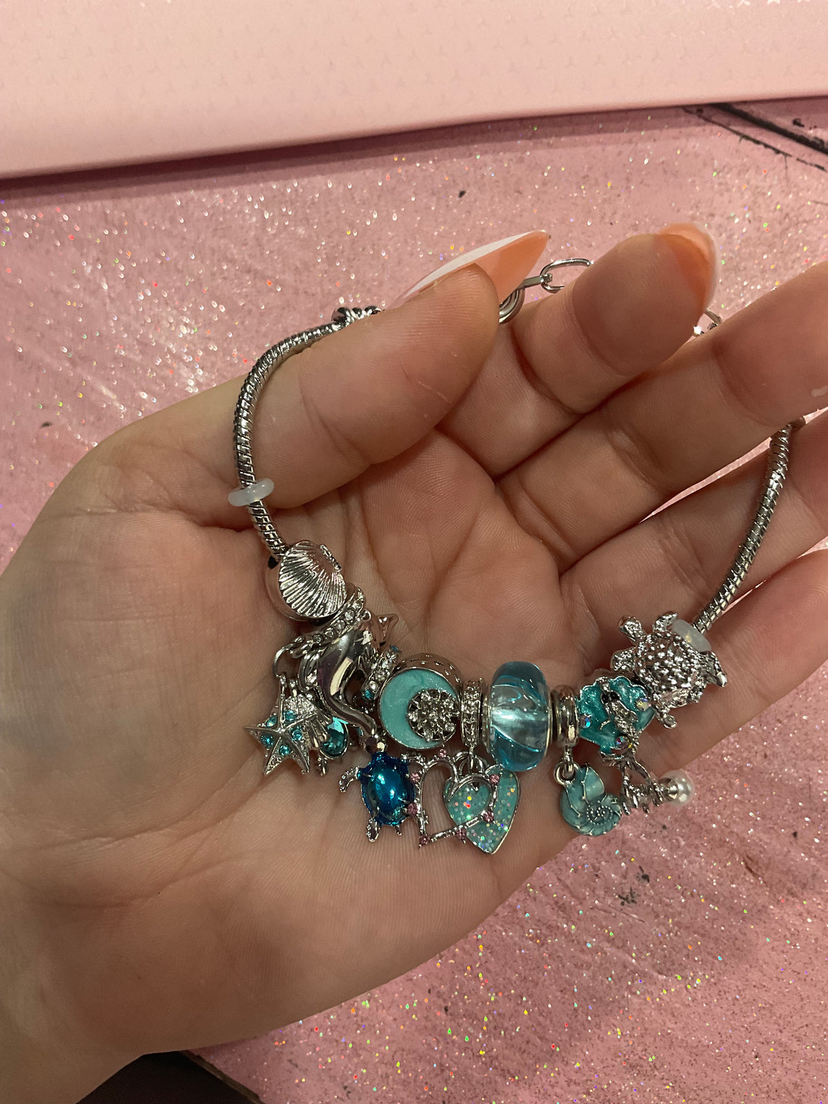 Blue ocean theme charm bracelet