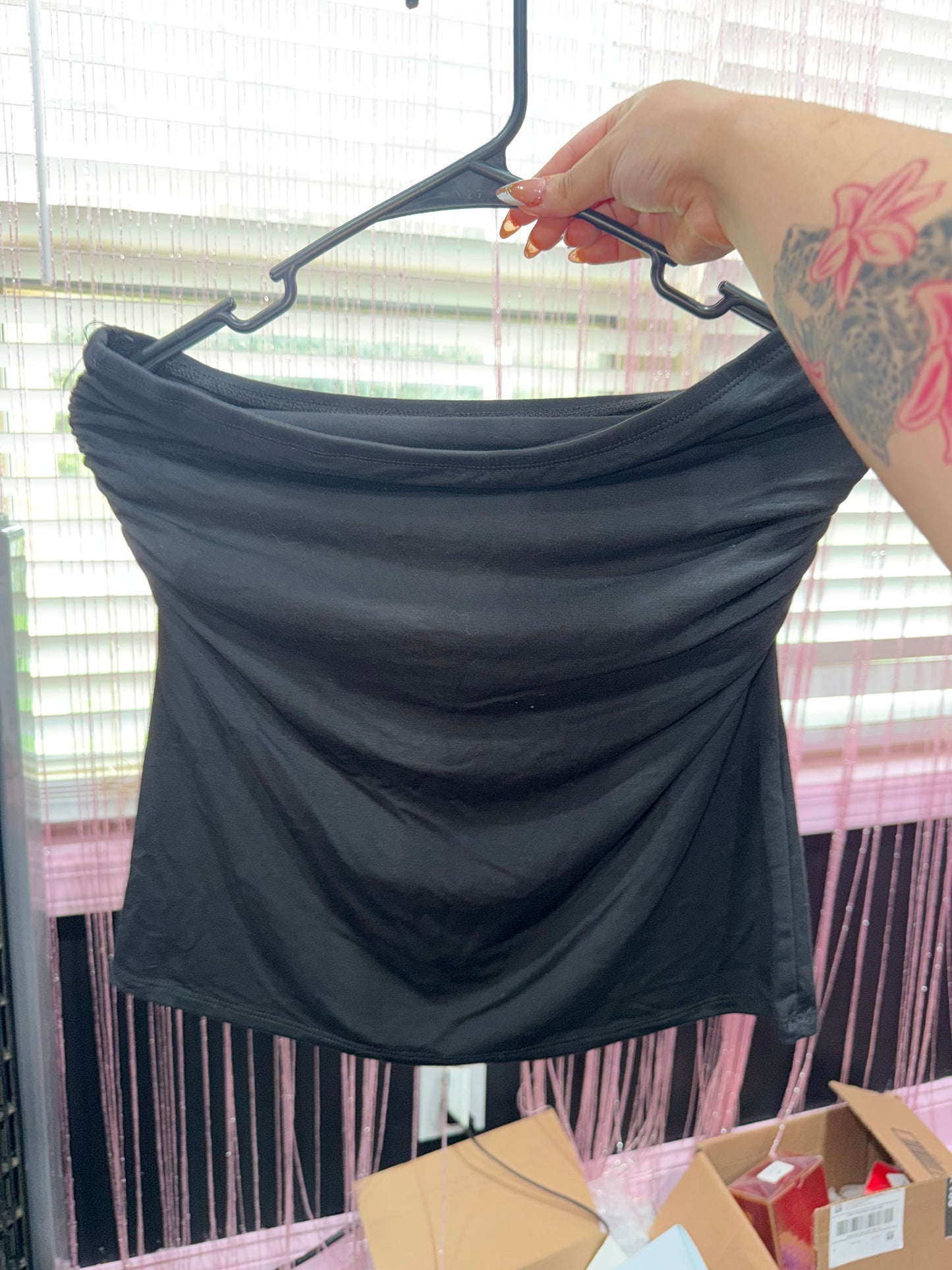 Black double layered tube top (L)