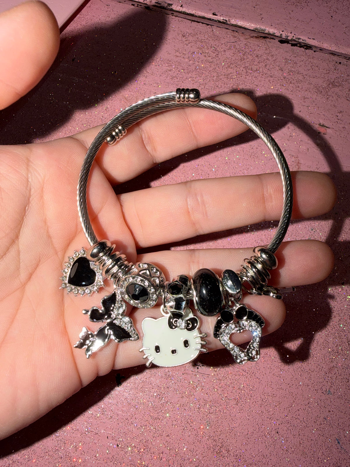 Black Hk charm bracelet