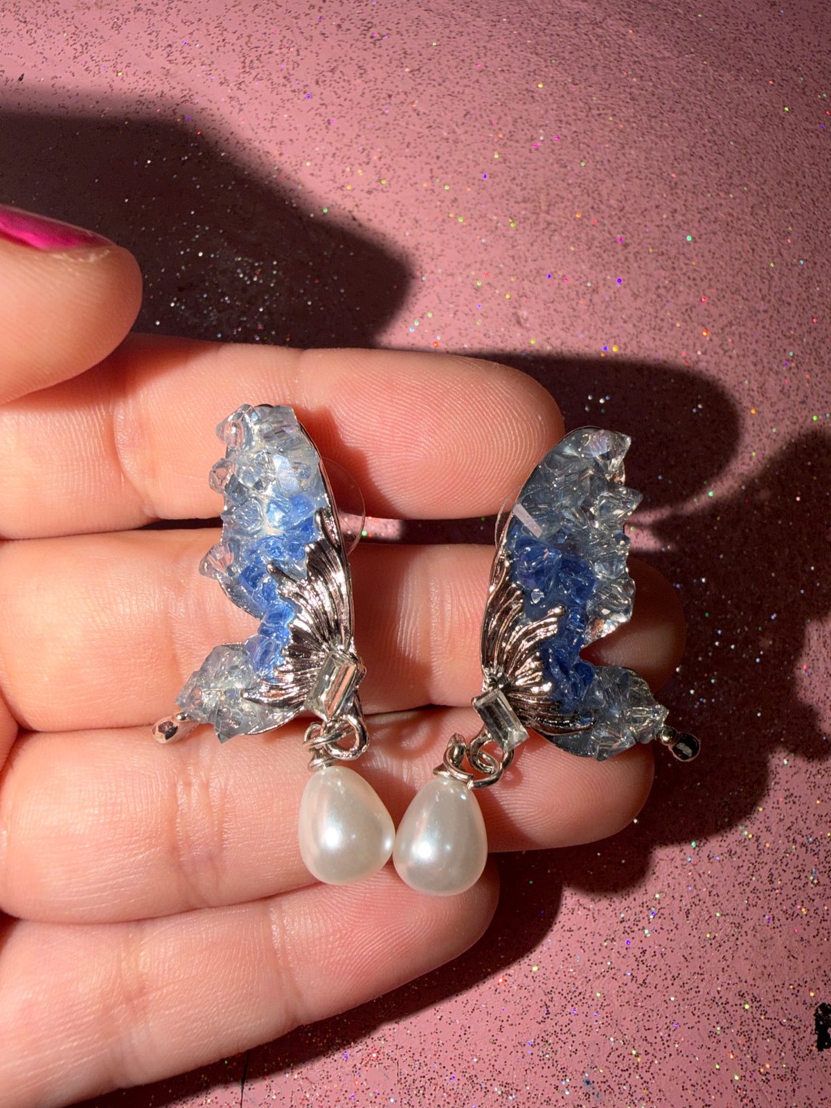 Blue Crystal butterfly earrings