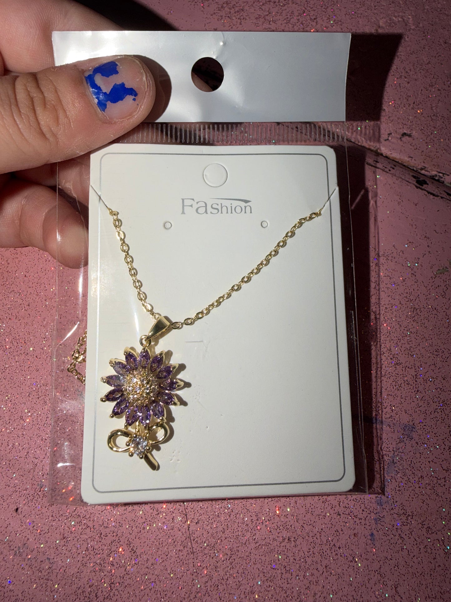 Purple flower necklace