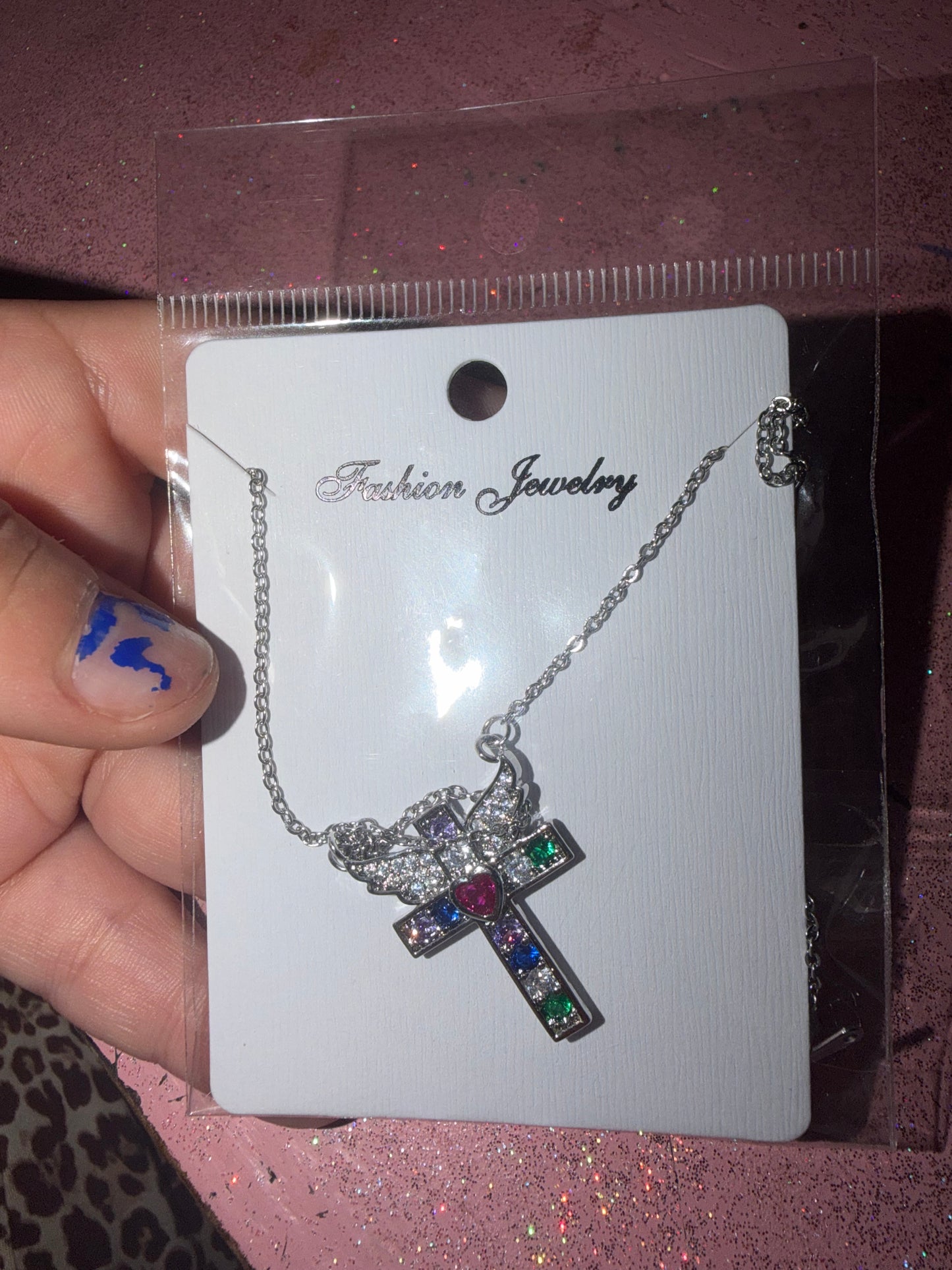 Rainbow cross with wings