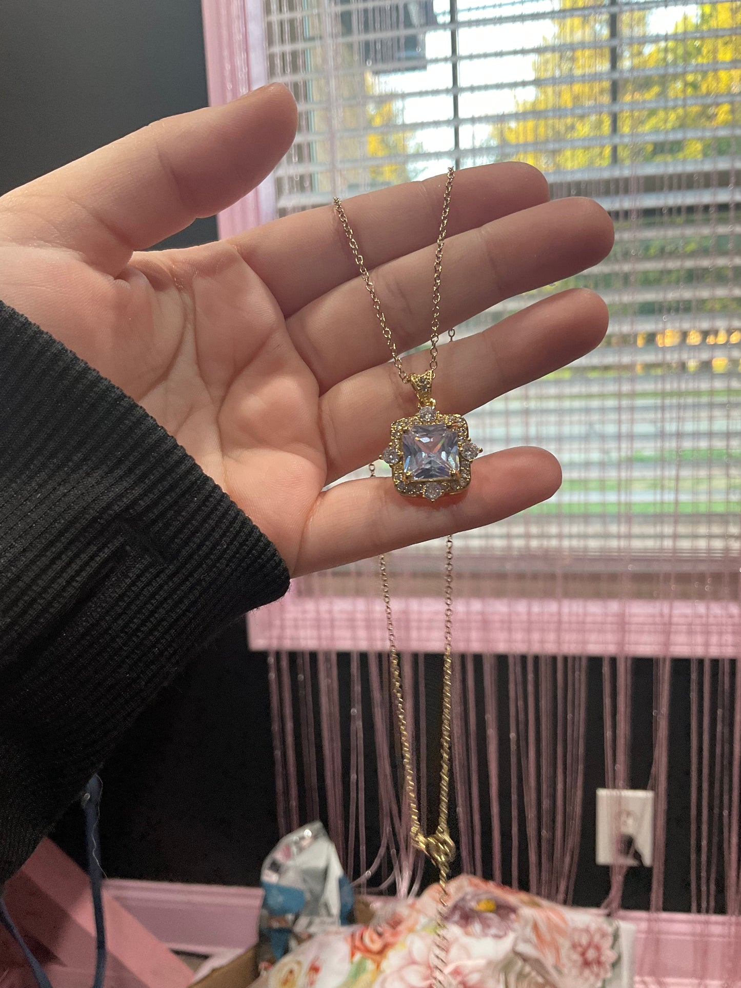 Silver square necklace