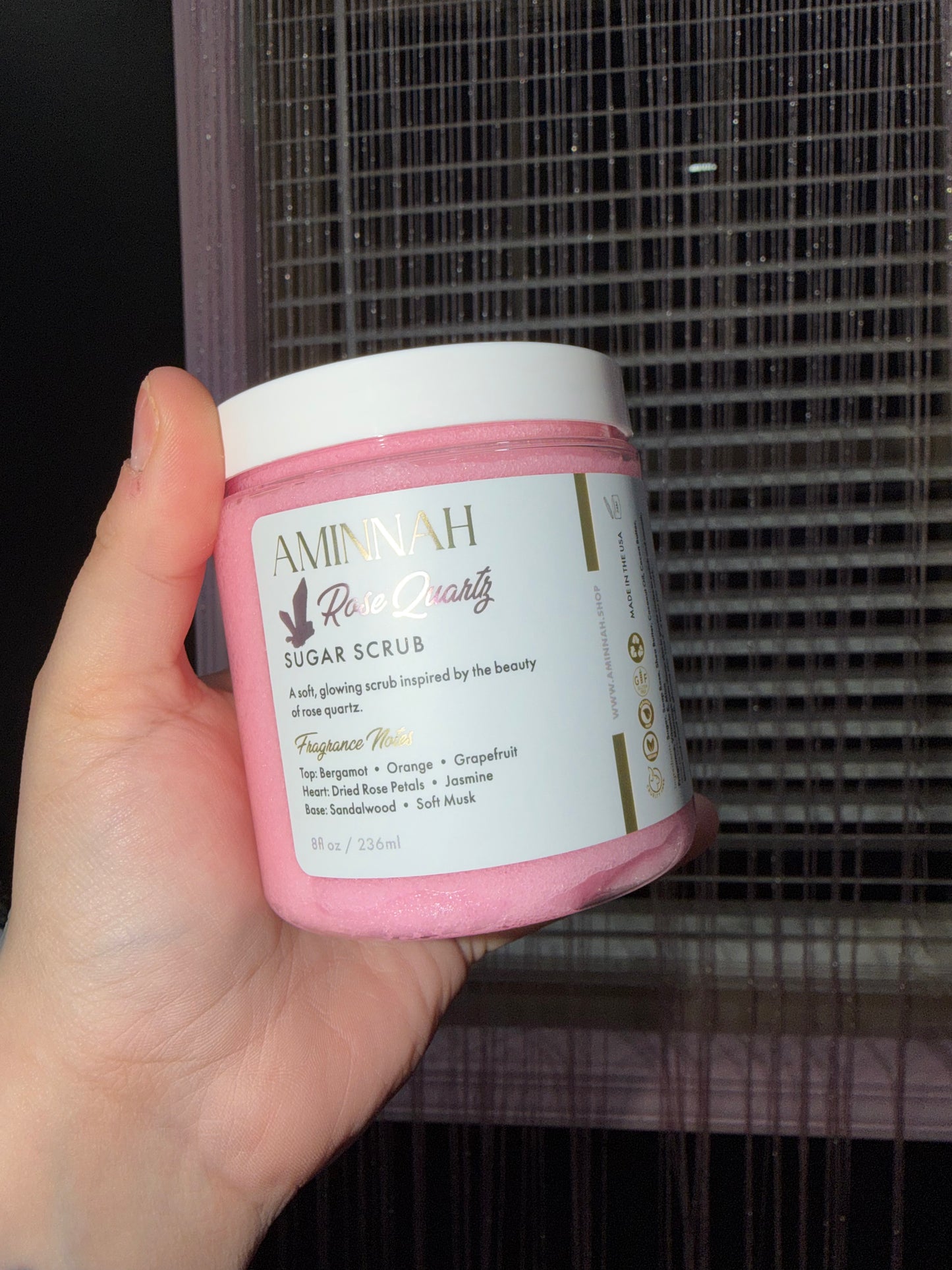 Rose quartz sugar scrub