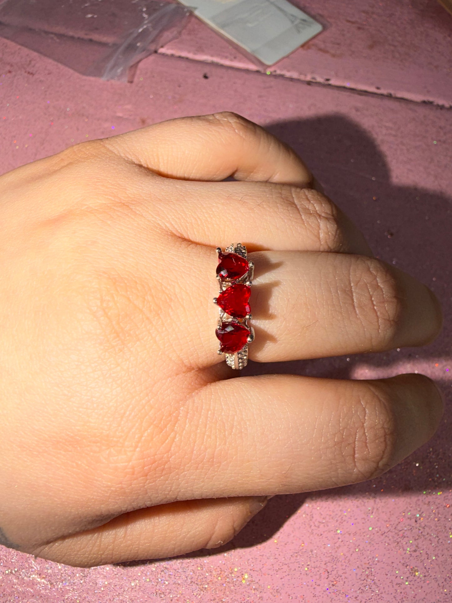 Red 3 hearts ring