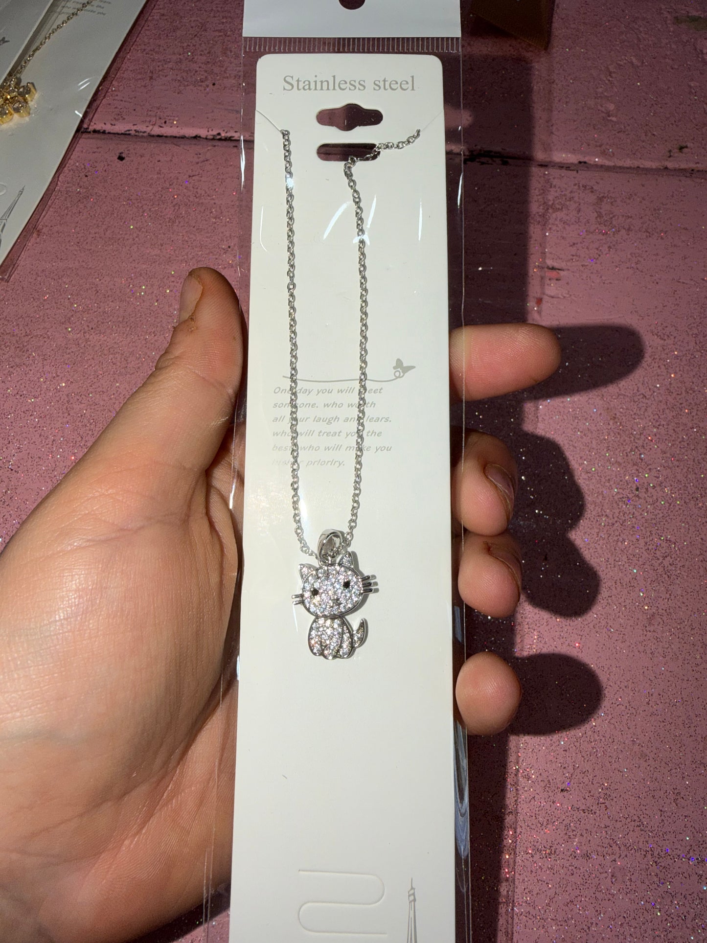Silver cat necklace