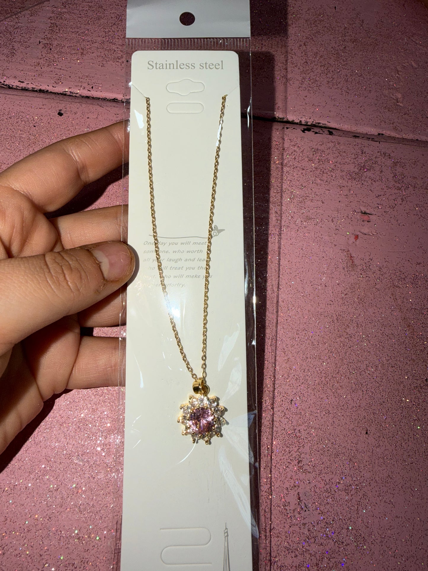 Pink sunflower necklace