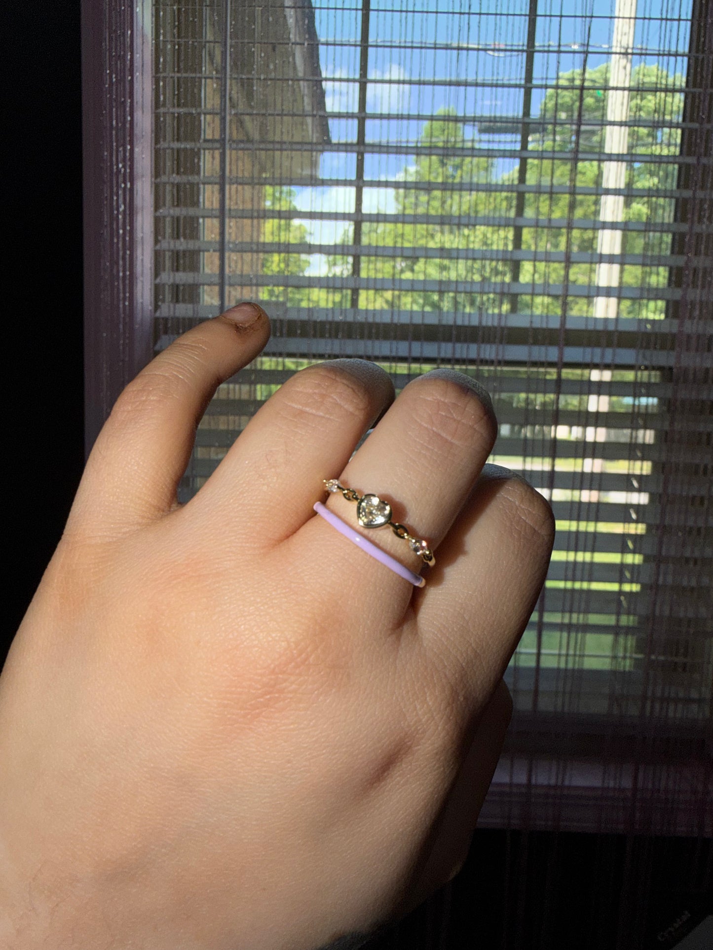 Lavender heart ring