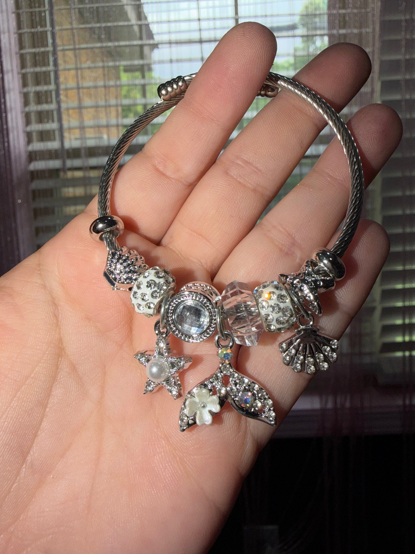 Mermaid tail silver charm bracelet