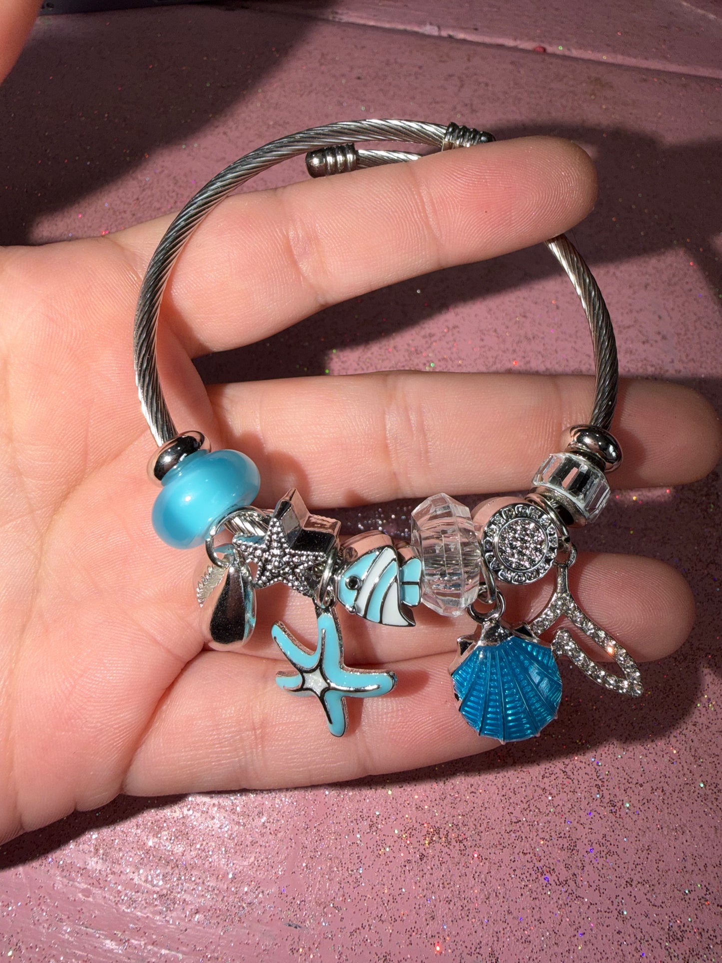 Blue starfish charm bracelet