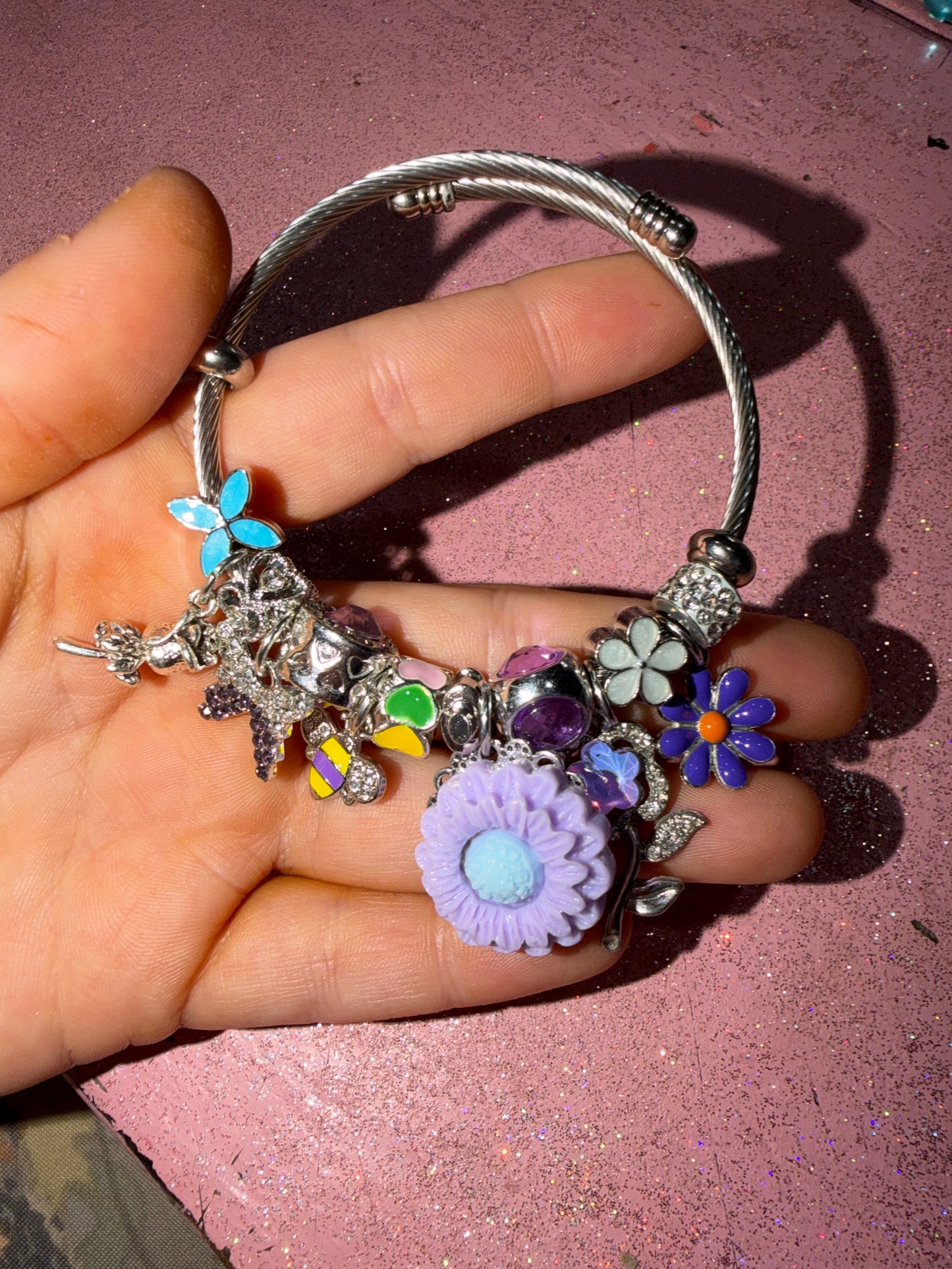 Spring flowers charm bracelet