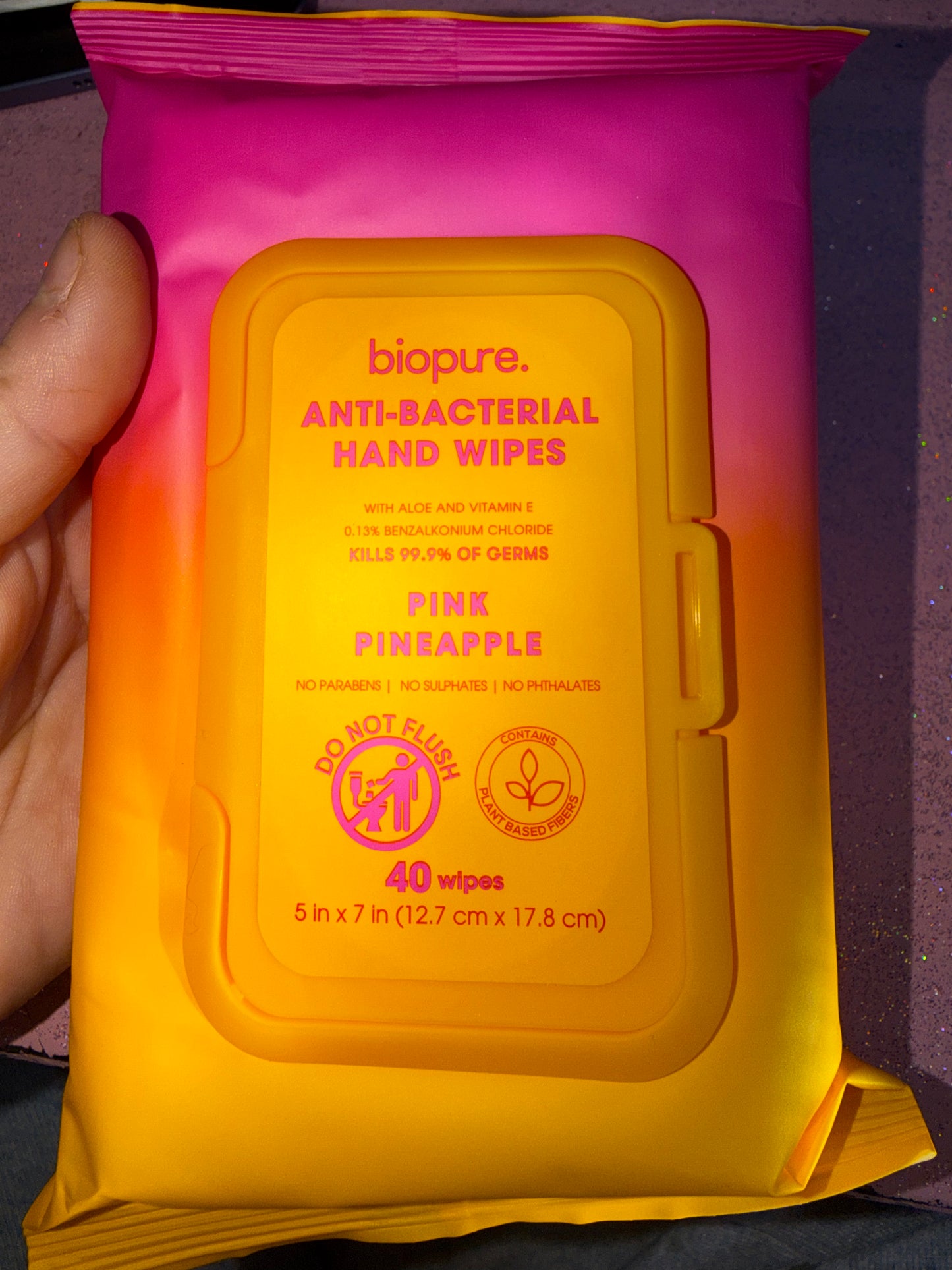 Pink pineapple hand wipes