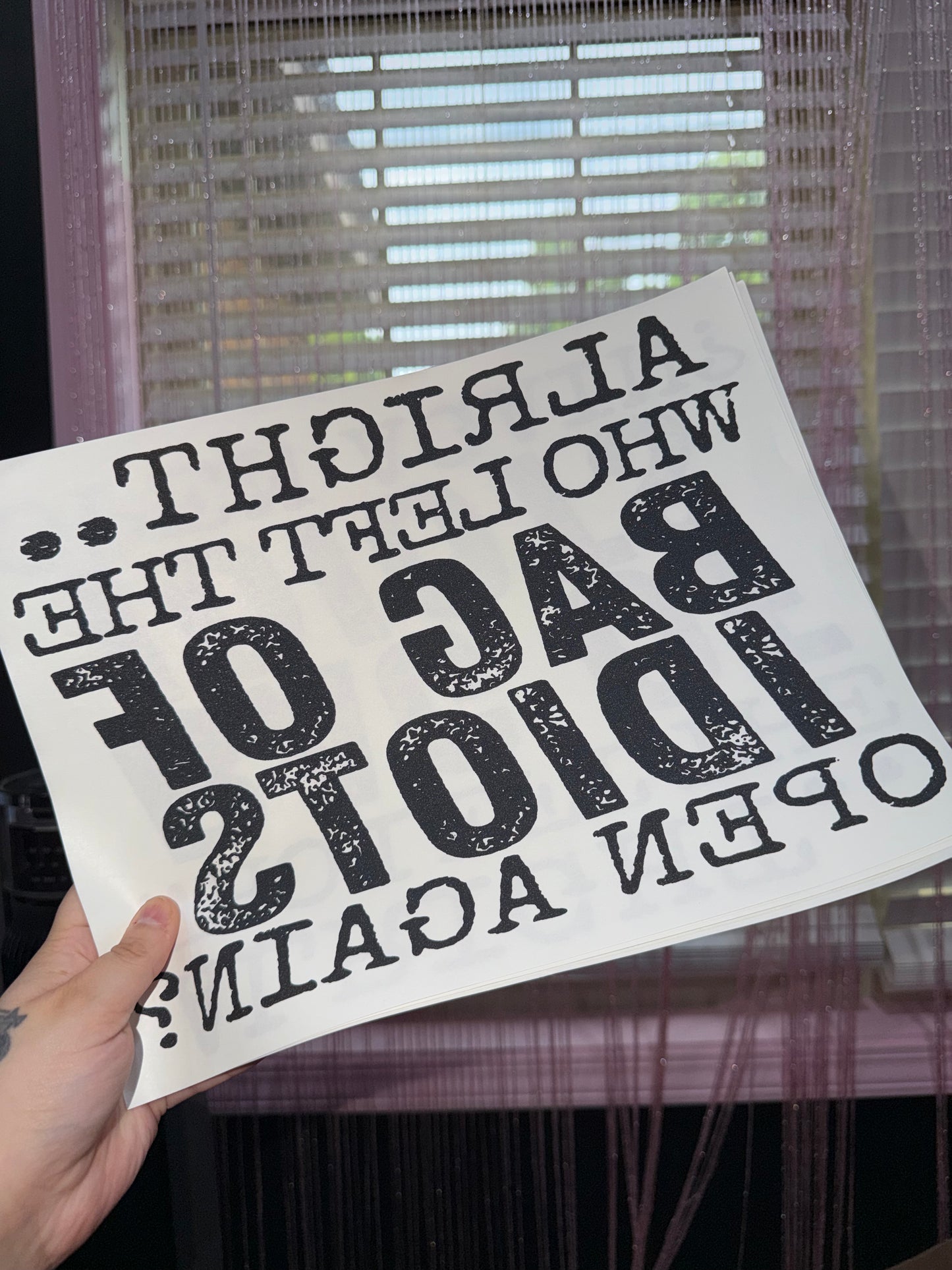 Bag of idiots screen transfer