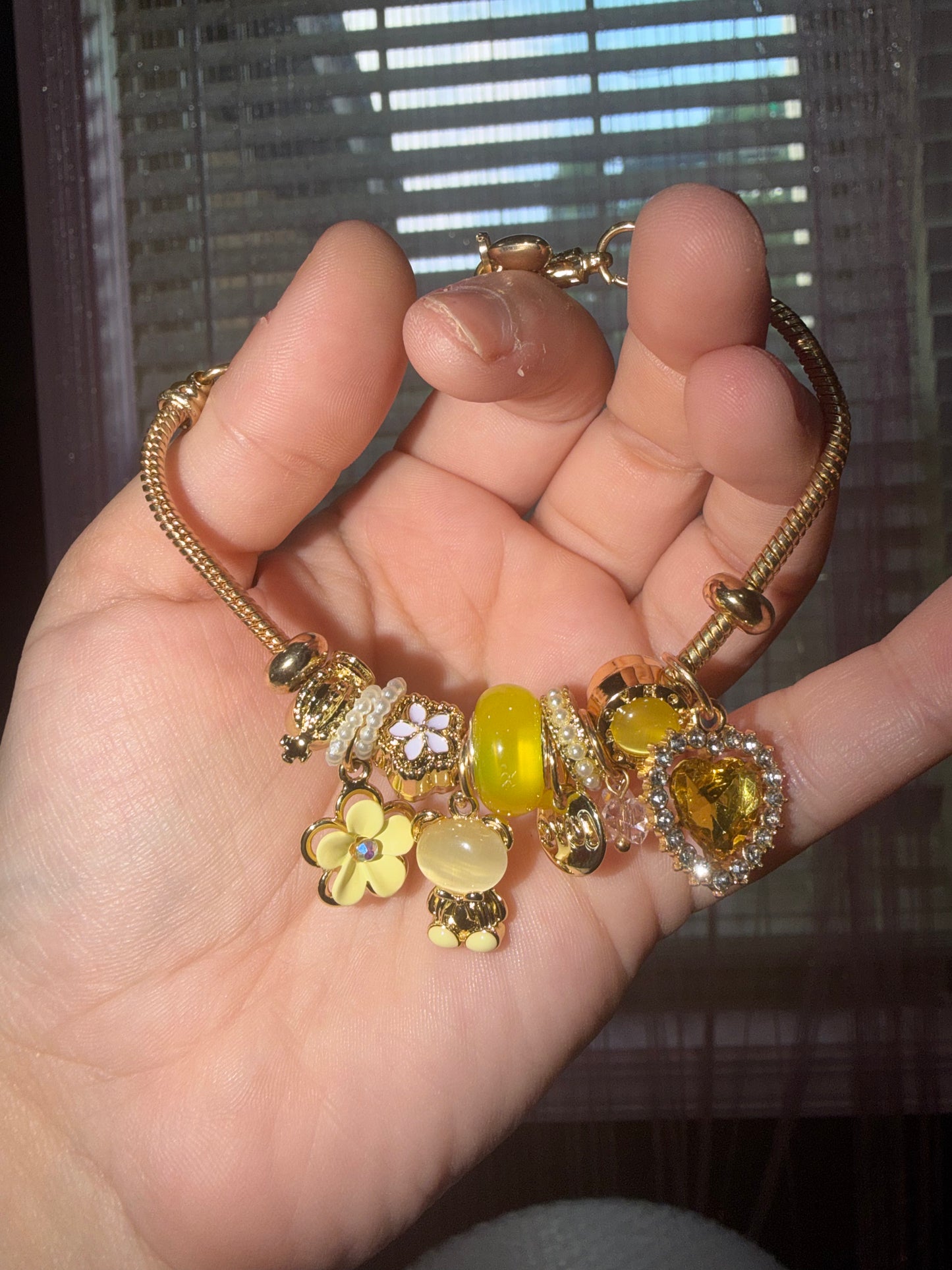 Yellow bear charm bracelet