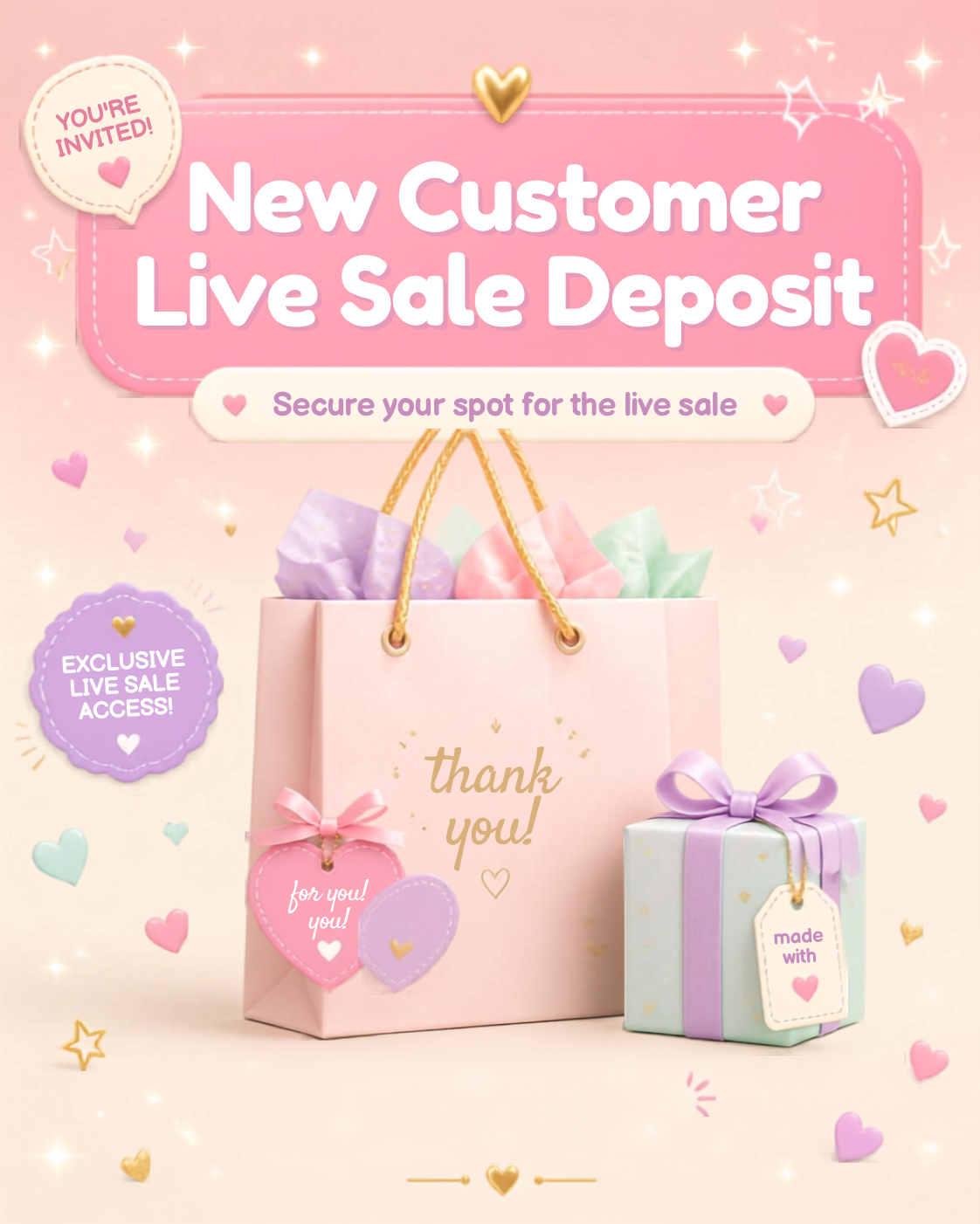New customer live sale deposit