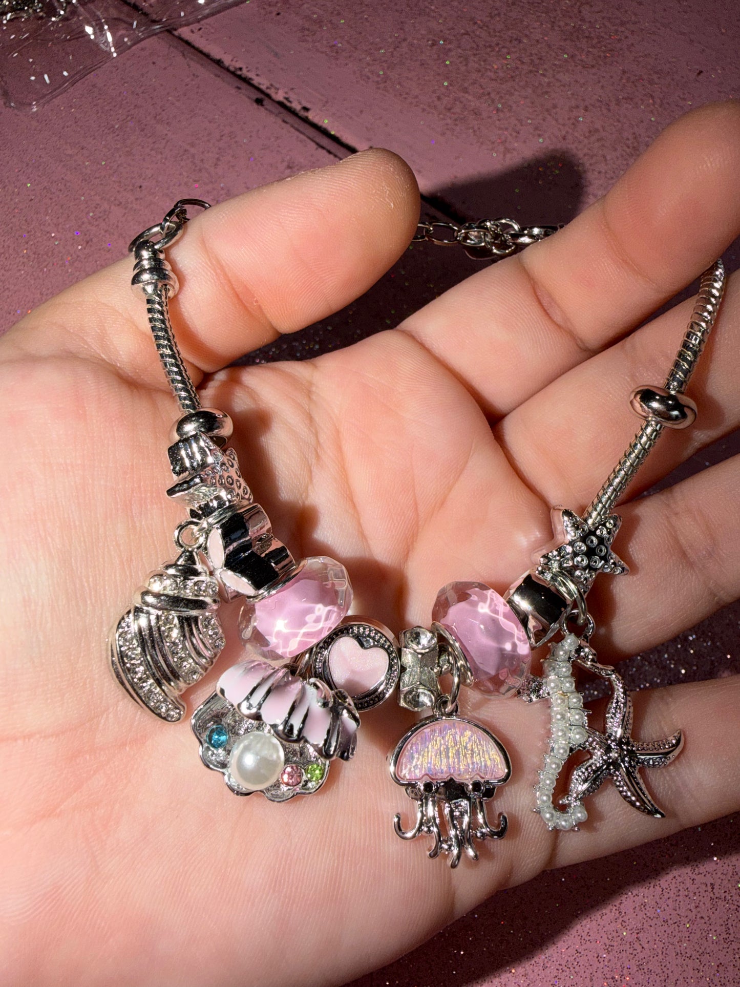 Pink seashells bracelet