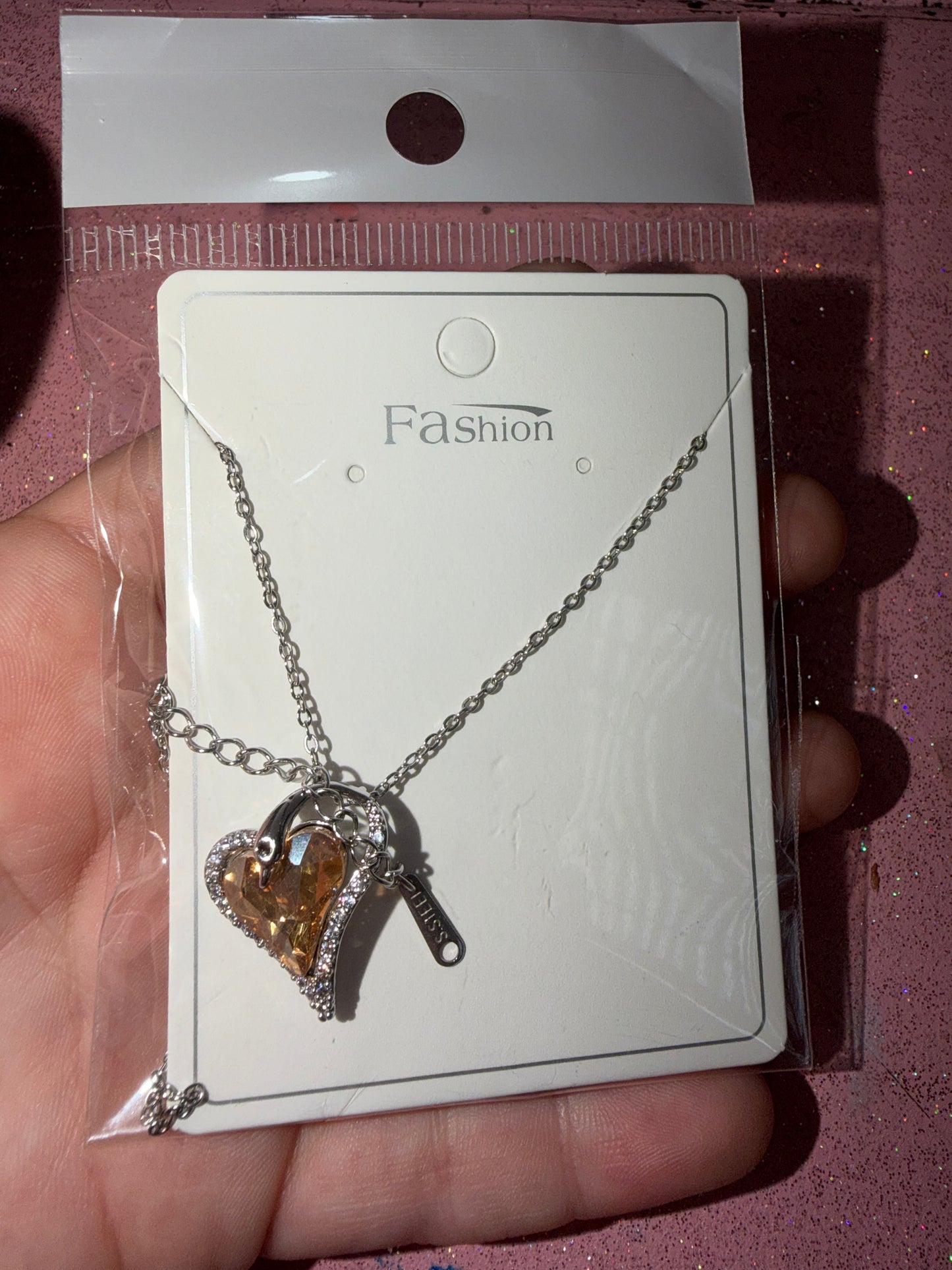 Stainless steel yellow heart necklace