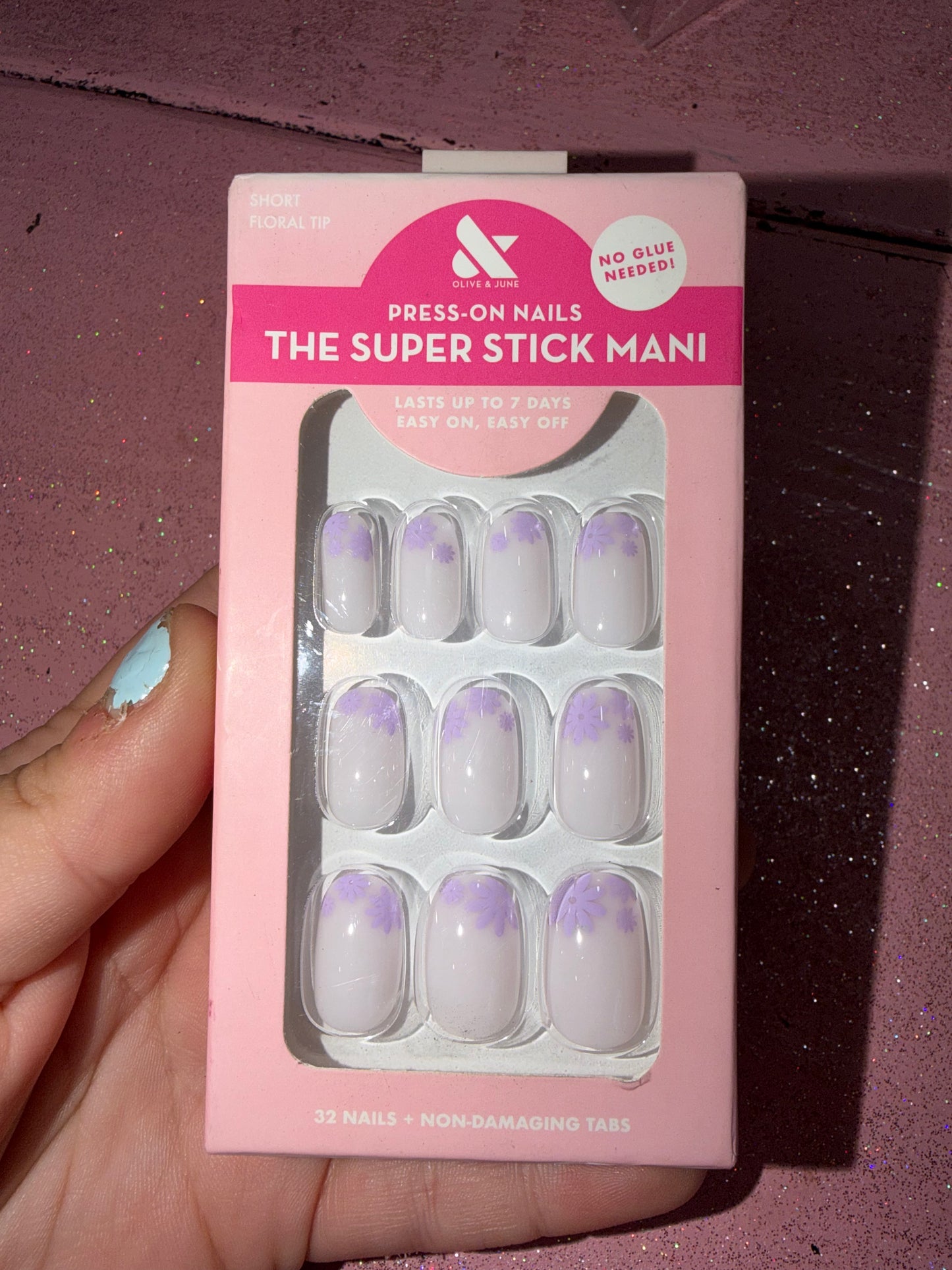 Lavender flowers press on nails