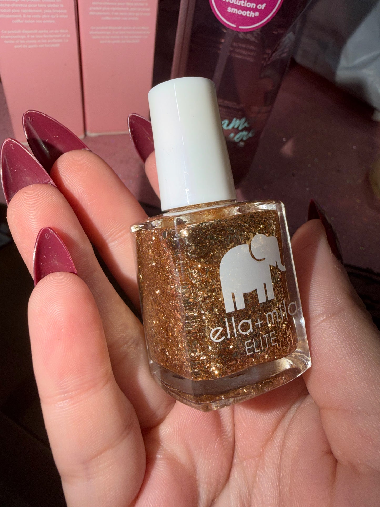 Gold glitter nail polish