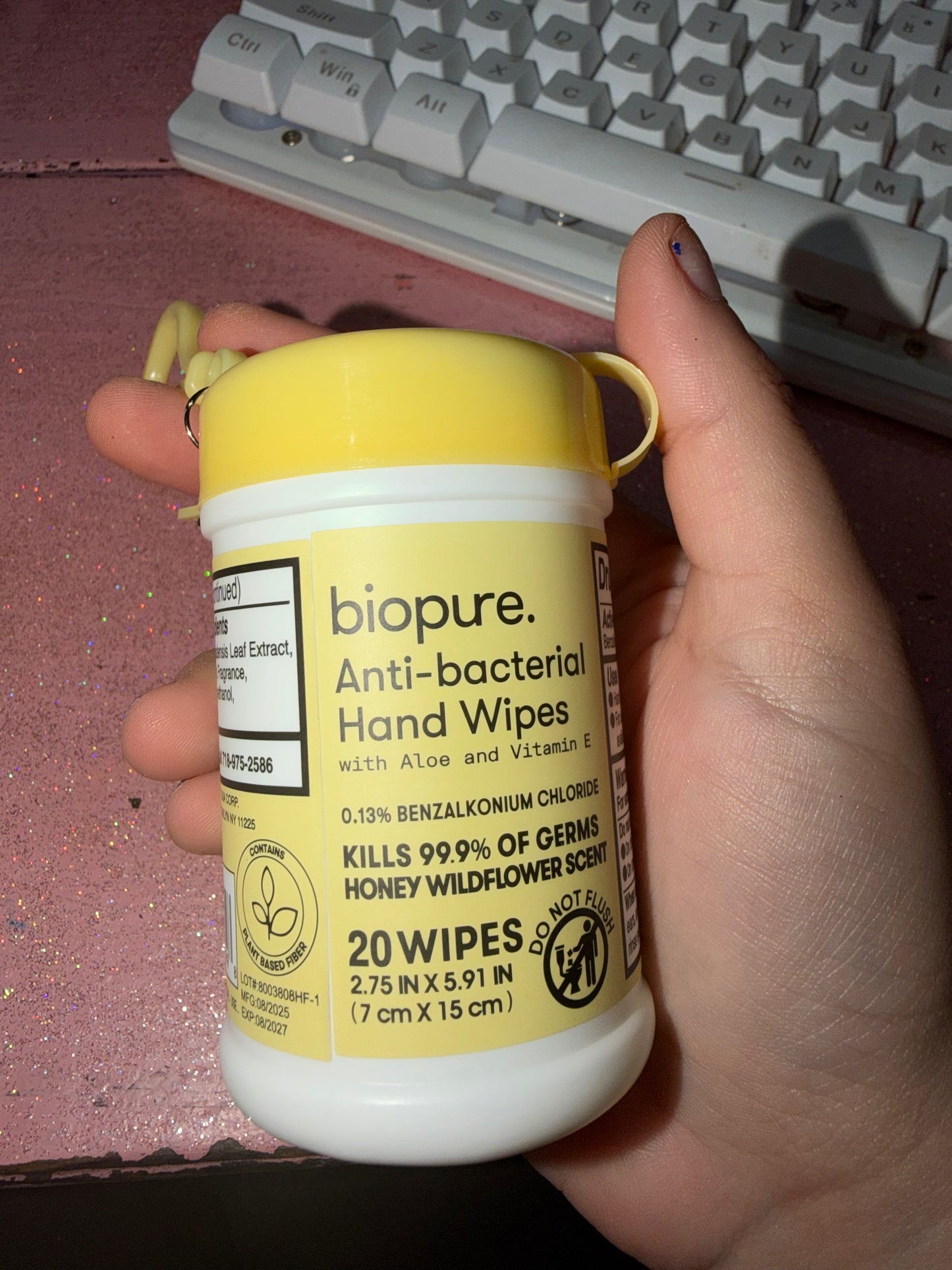 Antibacterial wipes keychain