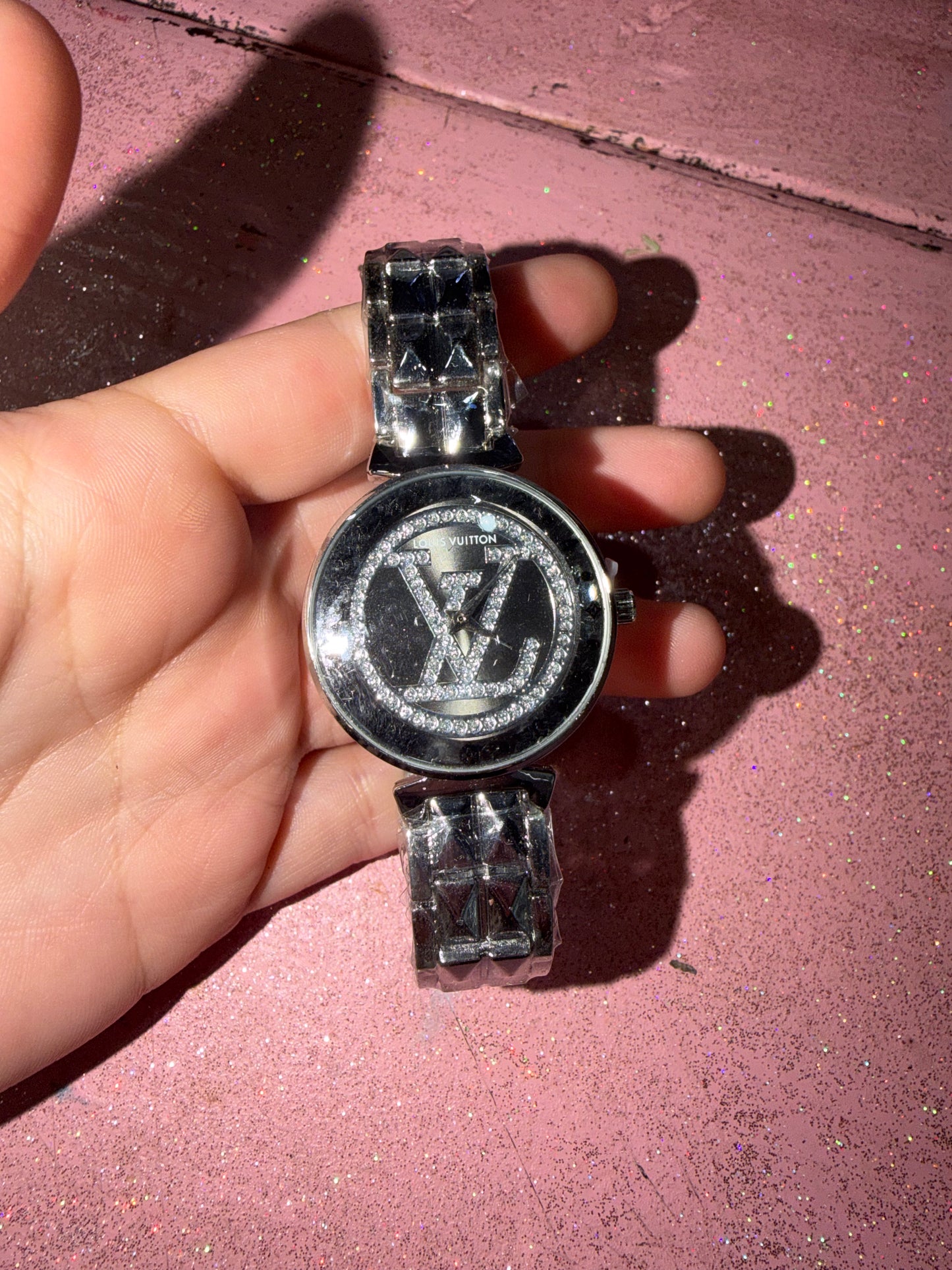 Lv rhinestone watch