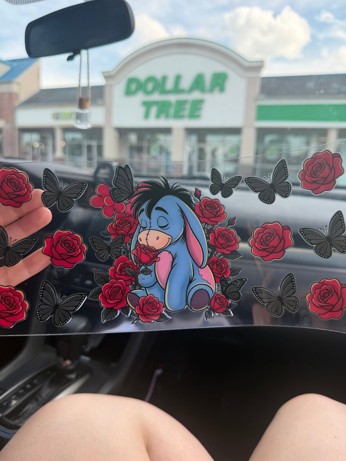 Eeyore with black butterflies and roses wrap