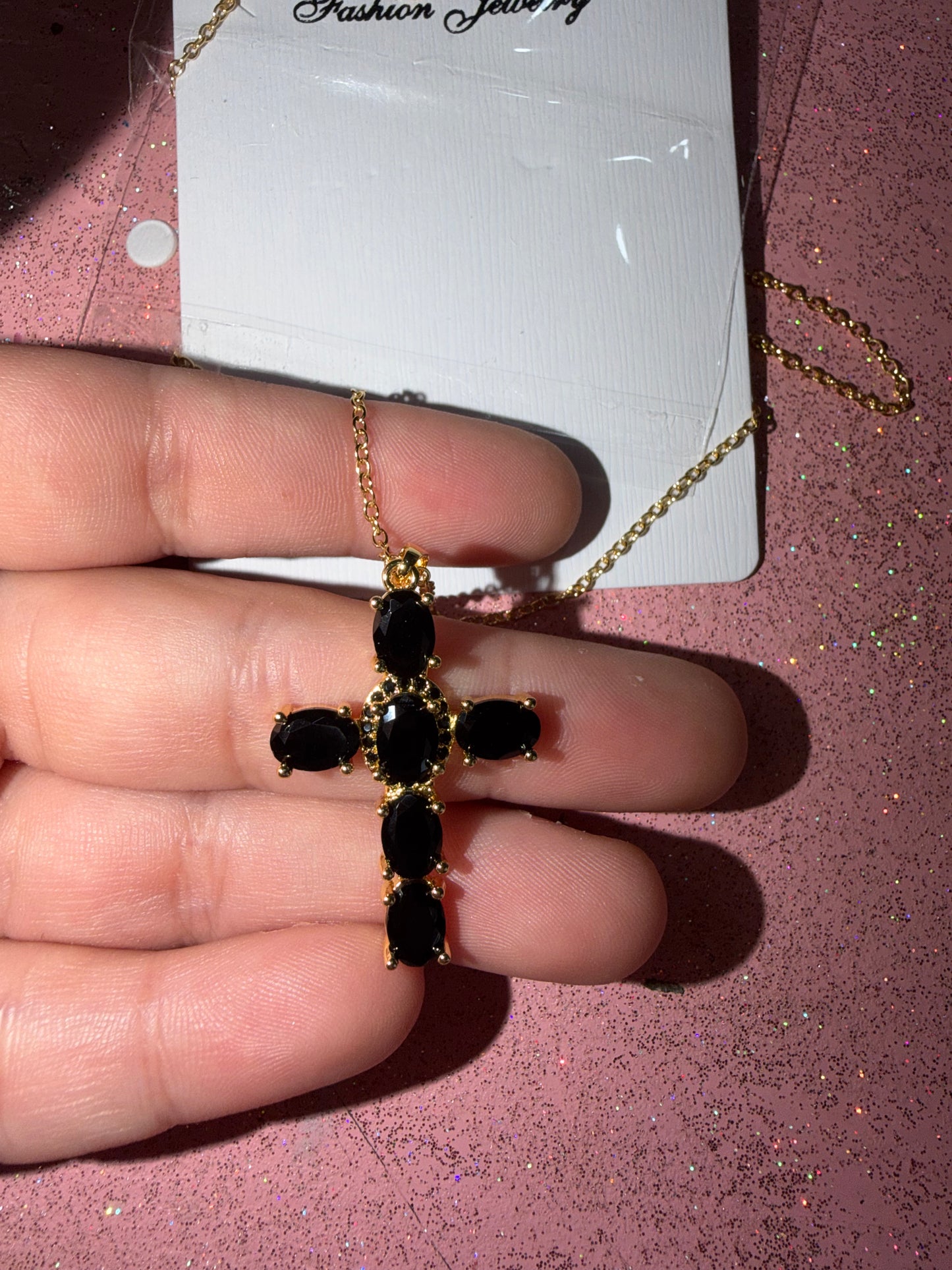 Black cross necklace
