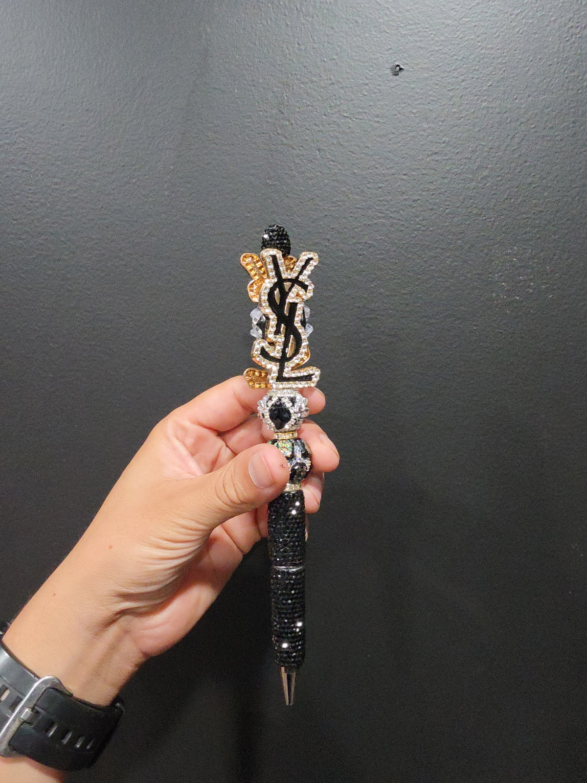 Black rhinestone YSL pen