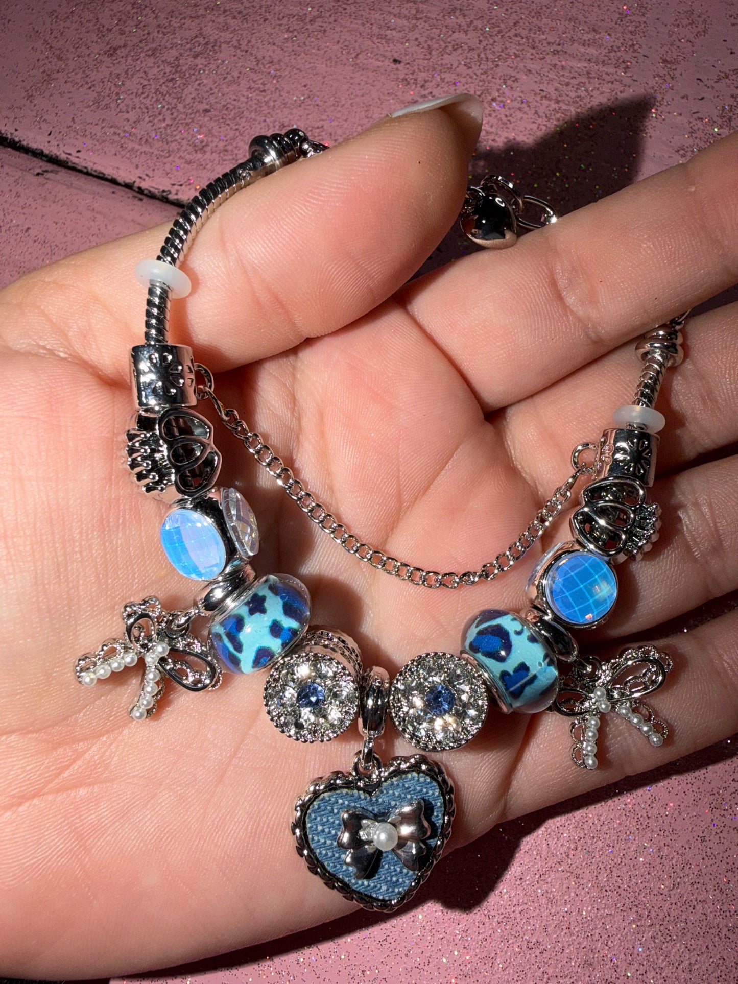 Baby blue charm bracelet