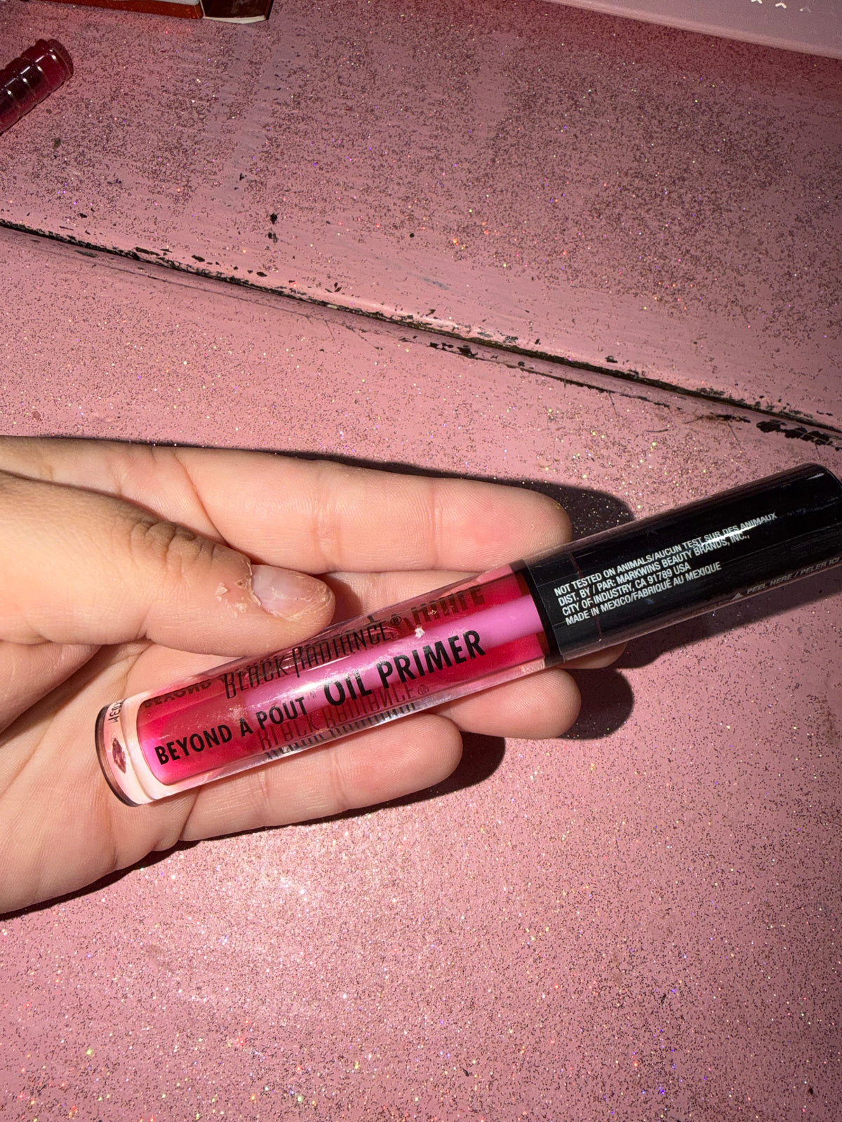 Pink lip oil