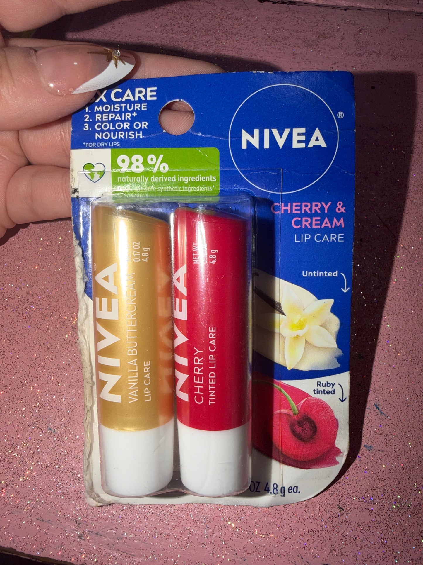 Cherry and cream lip balm set