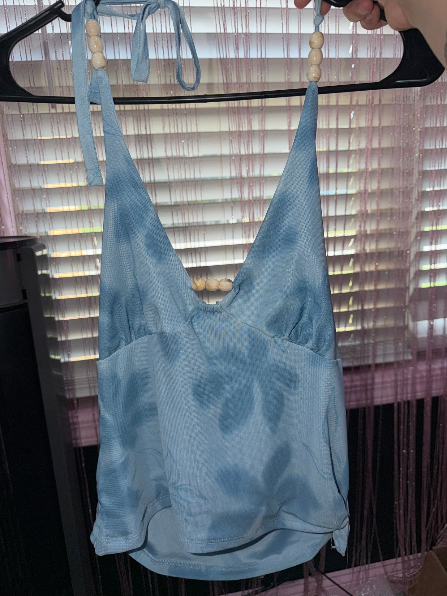 Blue floral tank (L)