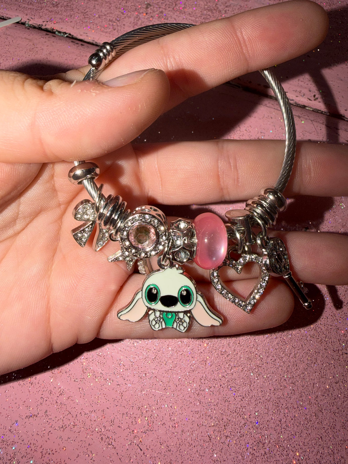 White stitch charm bracelet
