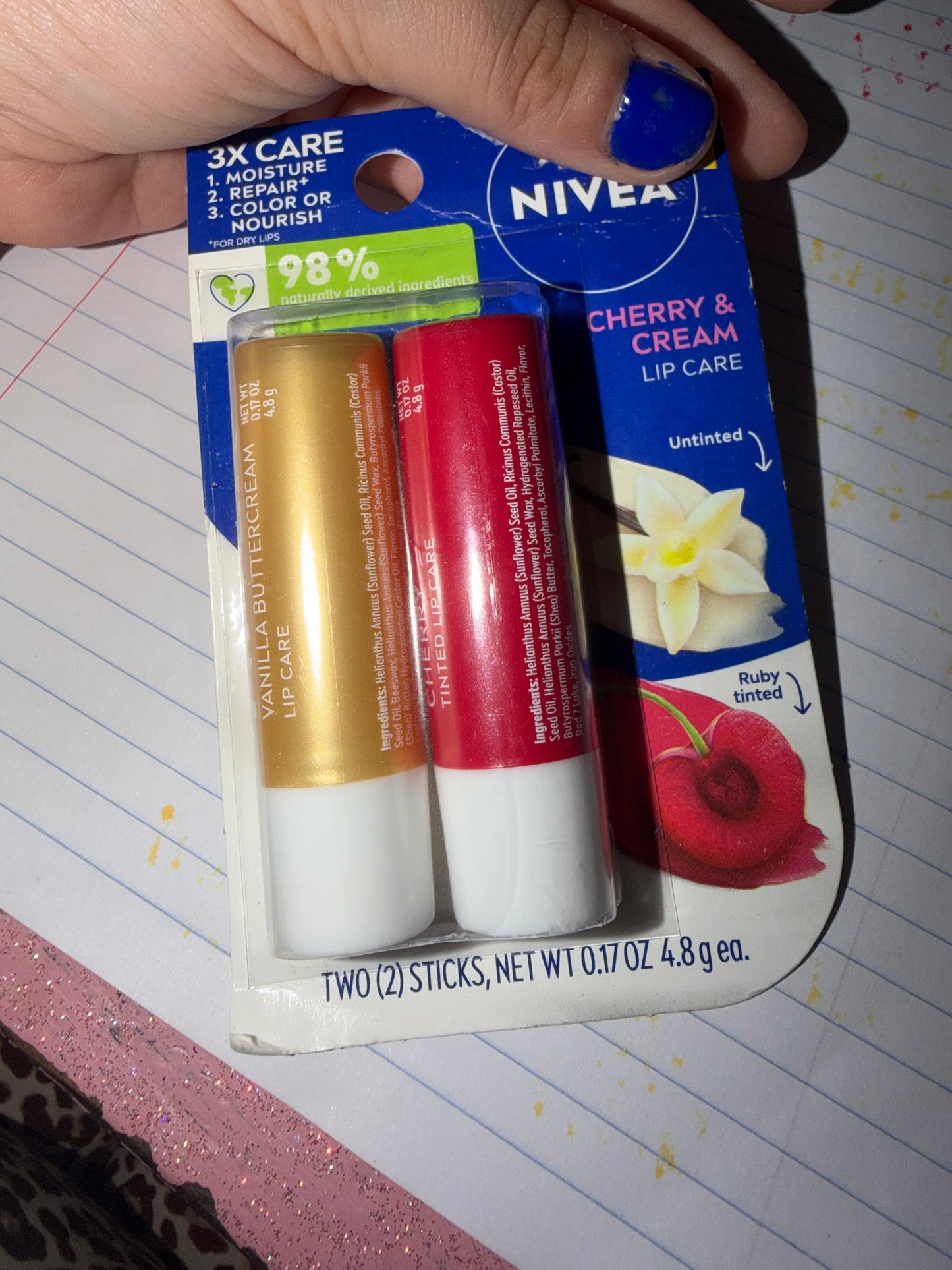 Cherry and cream tinted lip balm set