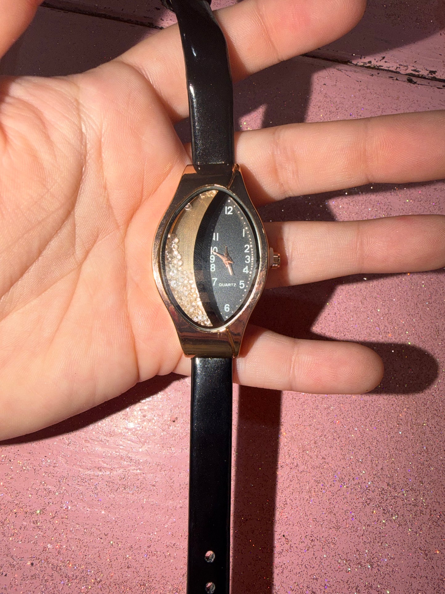 Black watch with diamonds