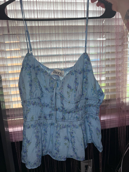 Blue floral tank (L)