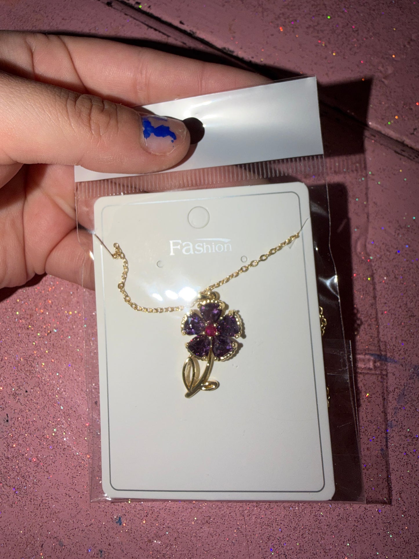 Purple flower necklace