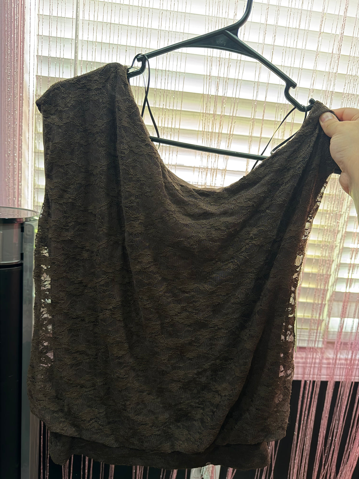 Brown lace top (L)
