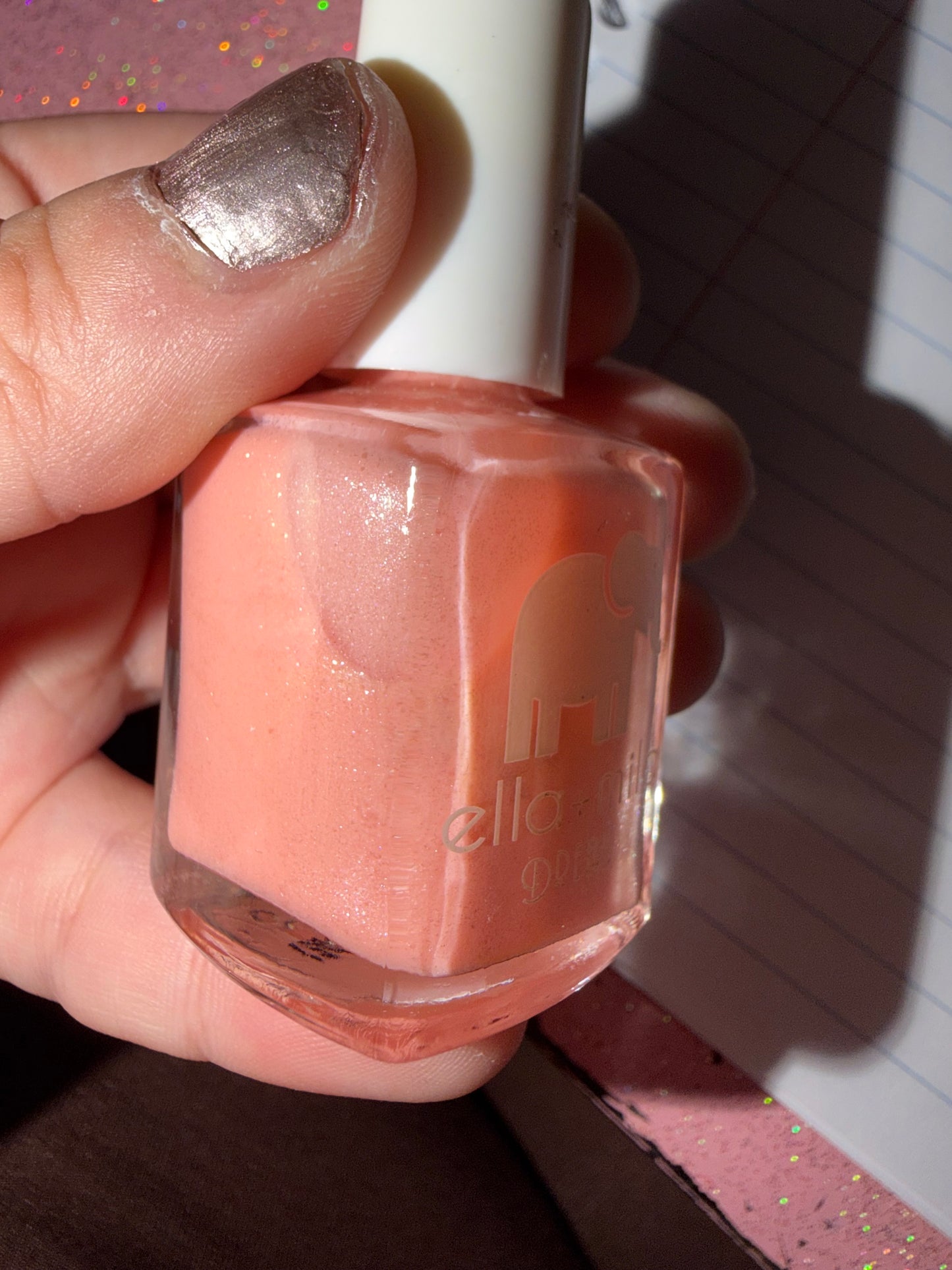 Glitter peach polish