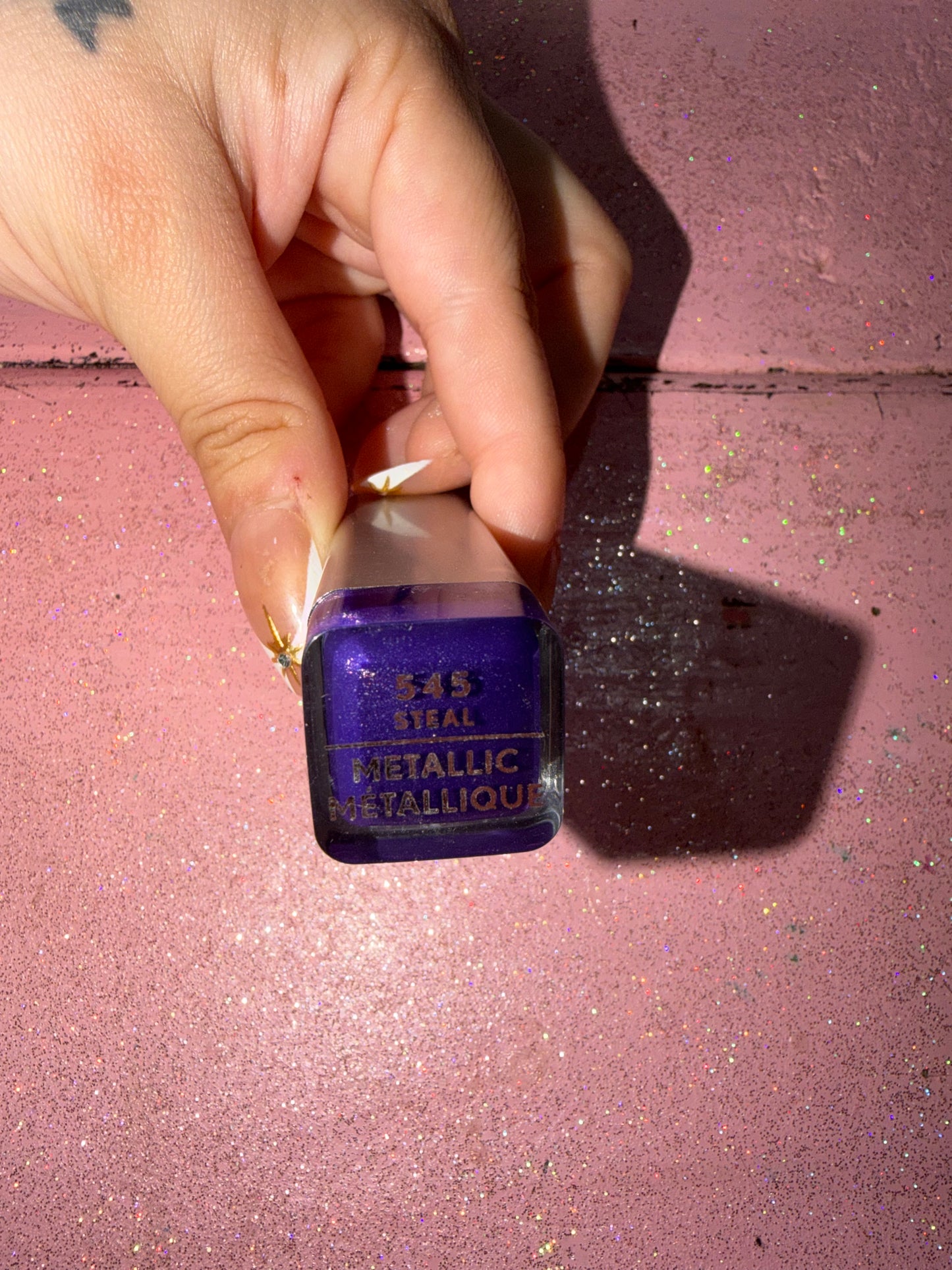 Glitter purple lipstick