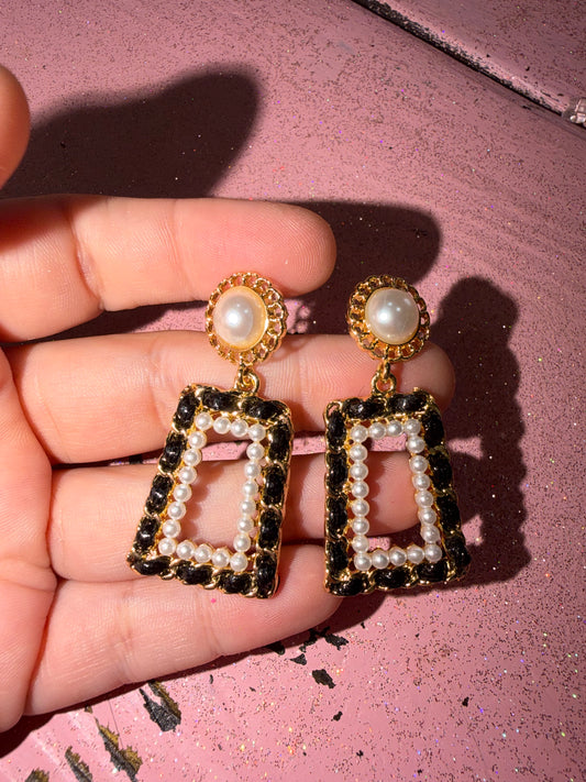 Black and pearl earrings