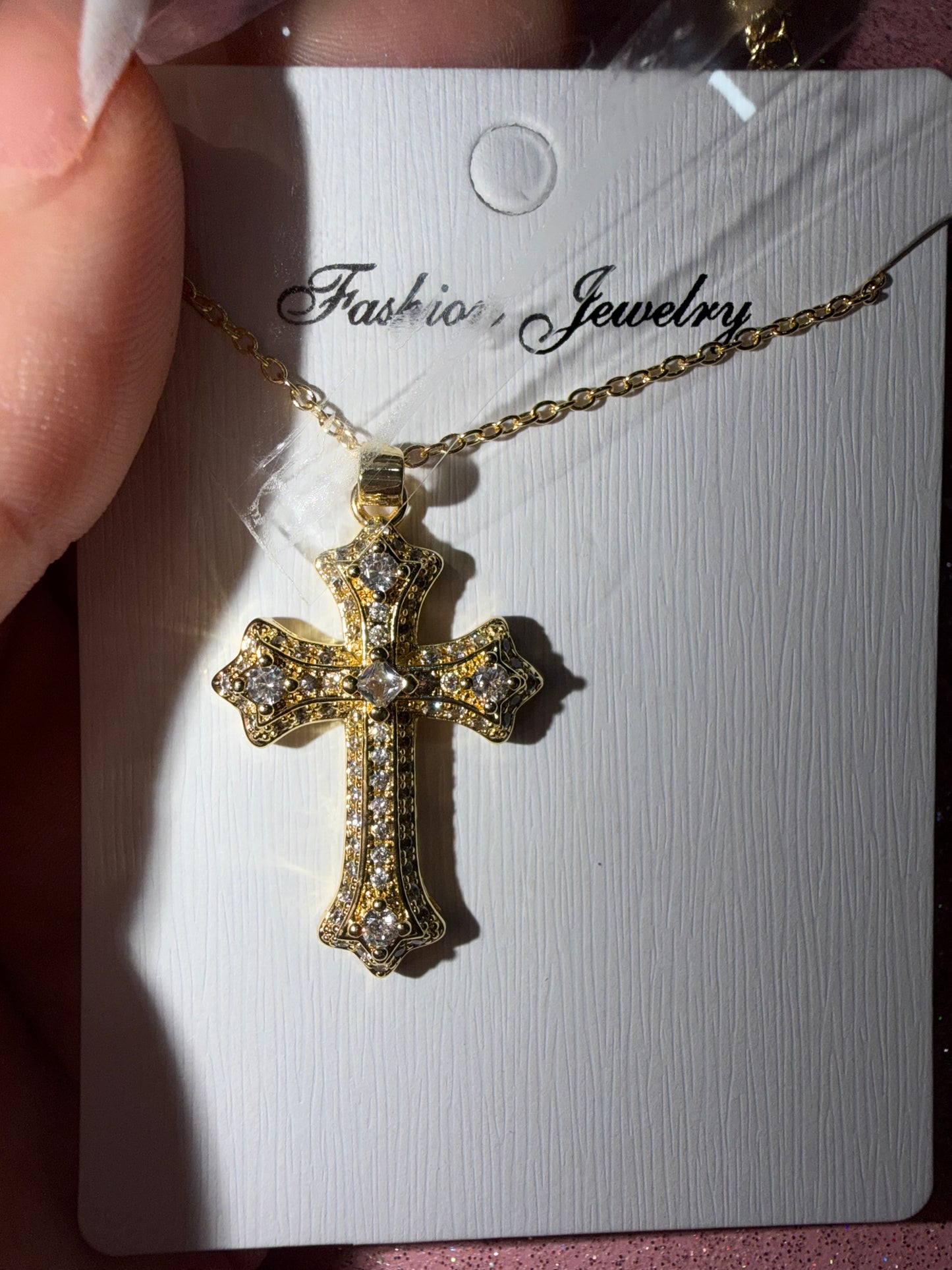 Gold cross necklace