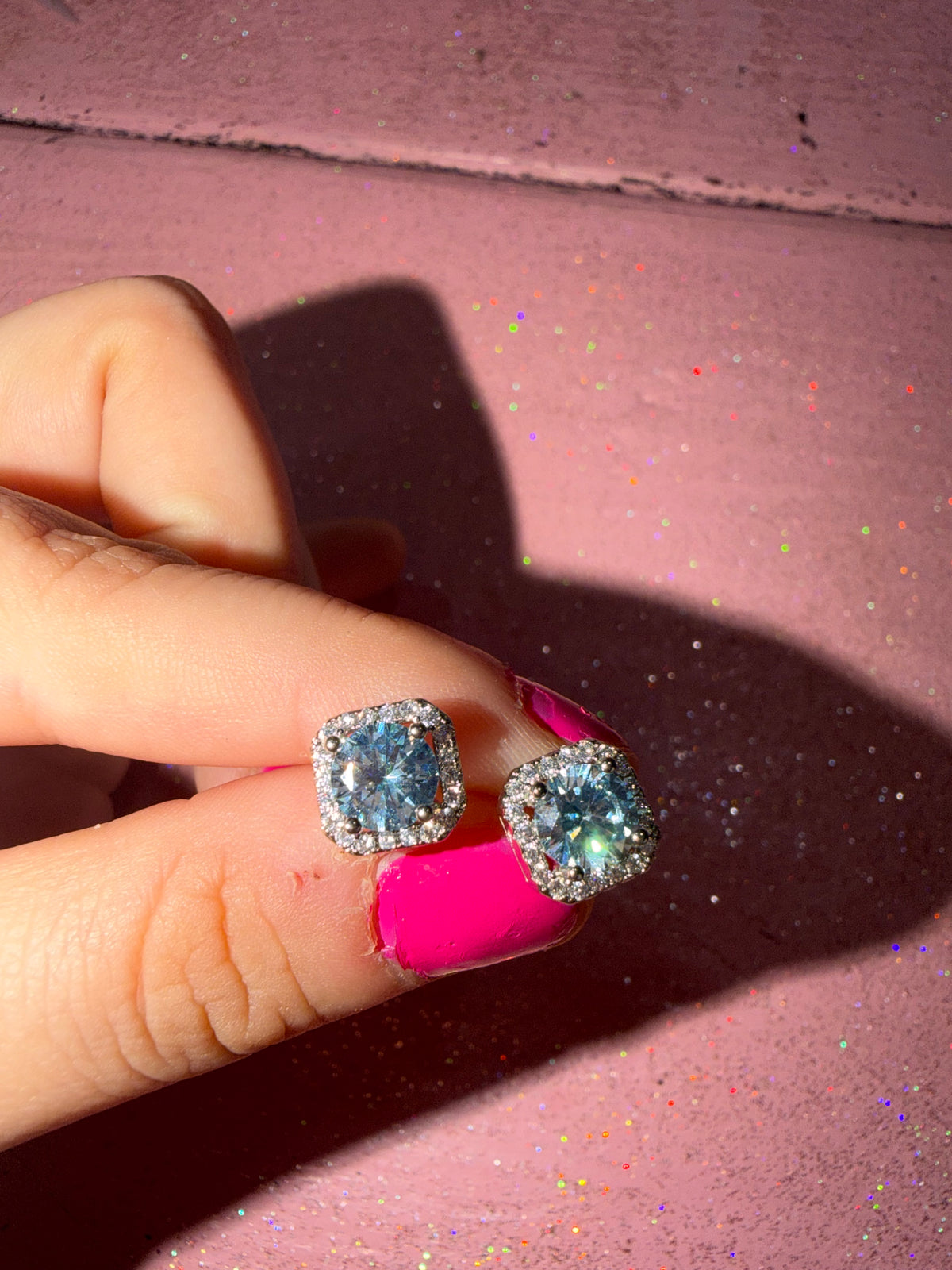 Baby blue rhinestone earrings