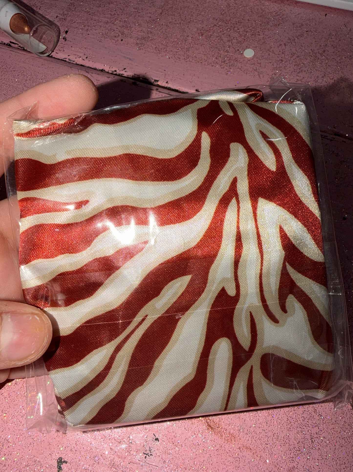 Red brown and gold shower cap