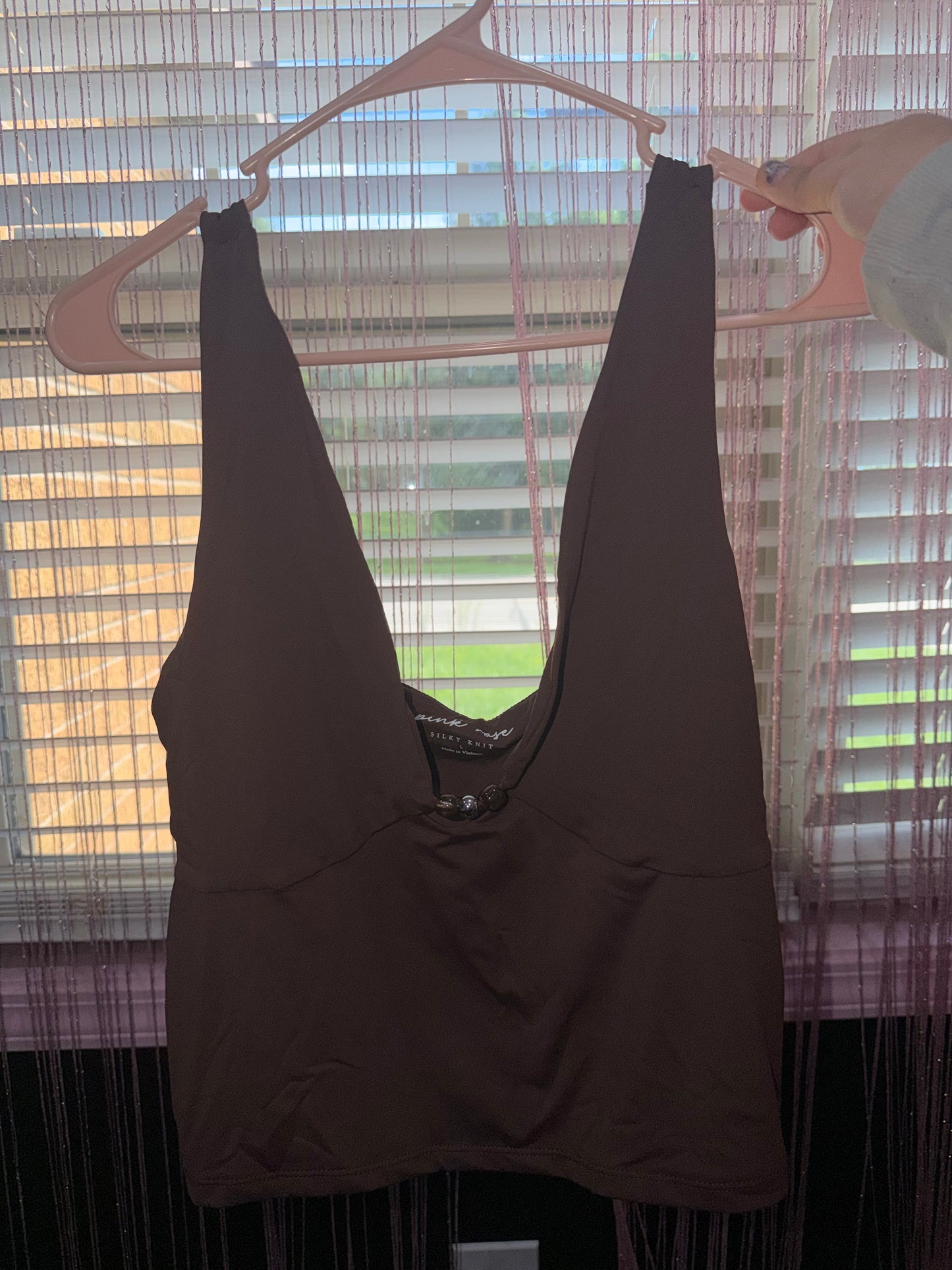 Brown beaded tank (L)